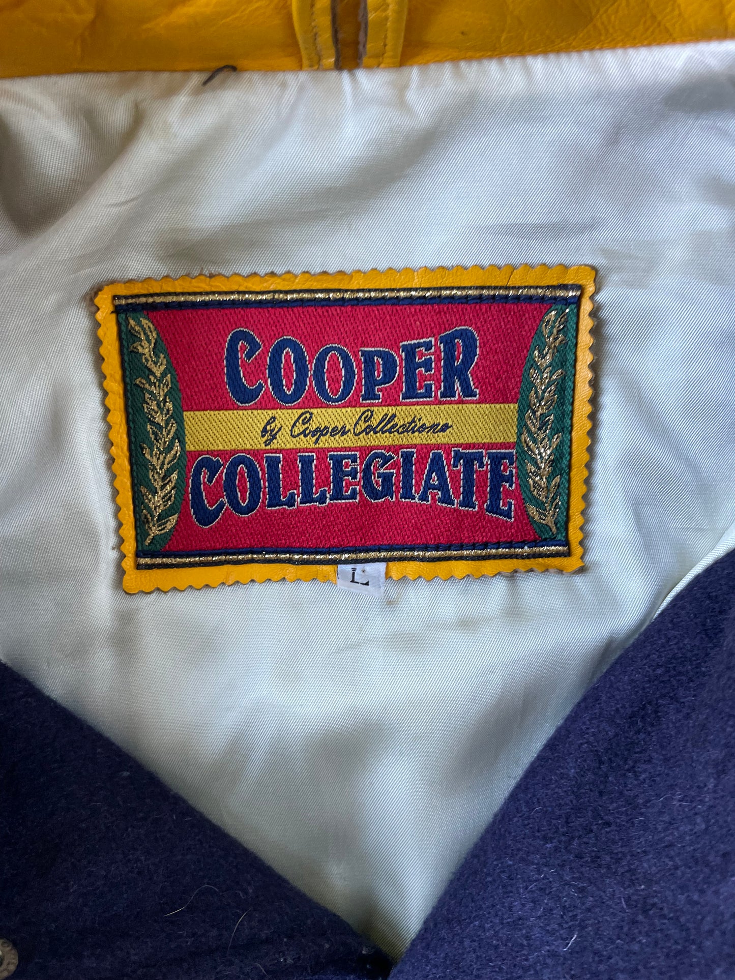 Vintage Notre Dame Leather and Wool Bomber Jacket Large