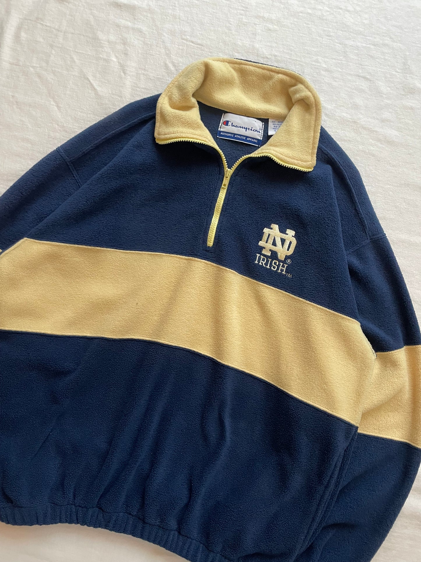 Vintage Notre Dame Fleece Quarter Zip Medium