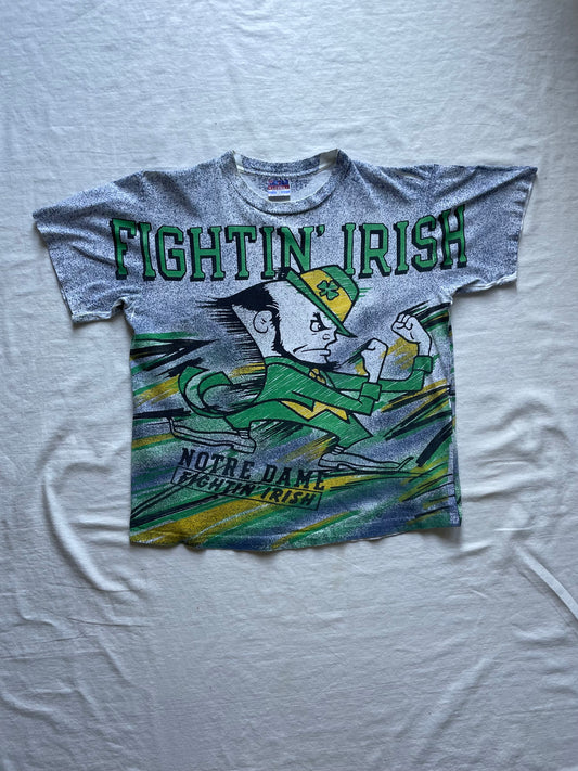 Vintage Notre Dame All Over Print Tee XLarge