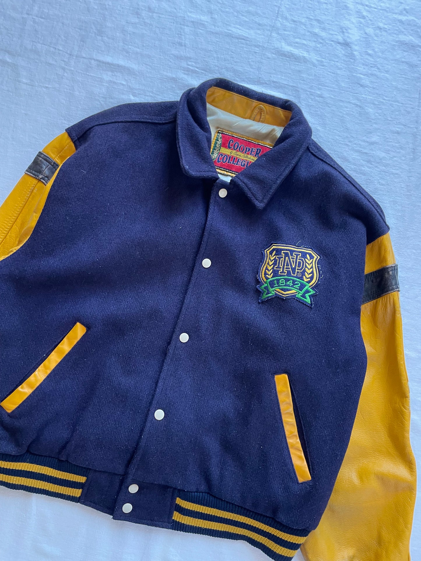 Vintage Notre Dame Leather and Wool Varsity Jacket XLarge