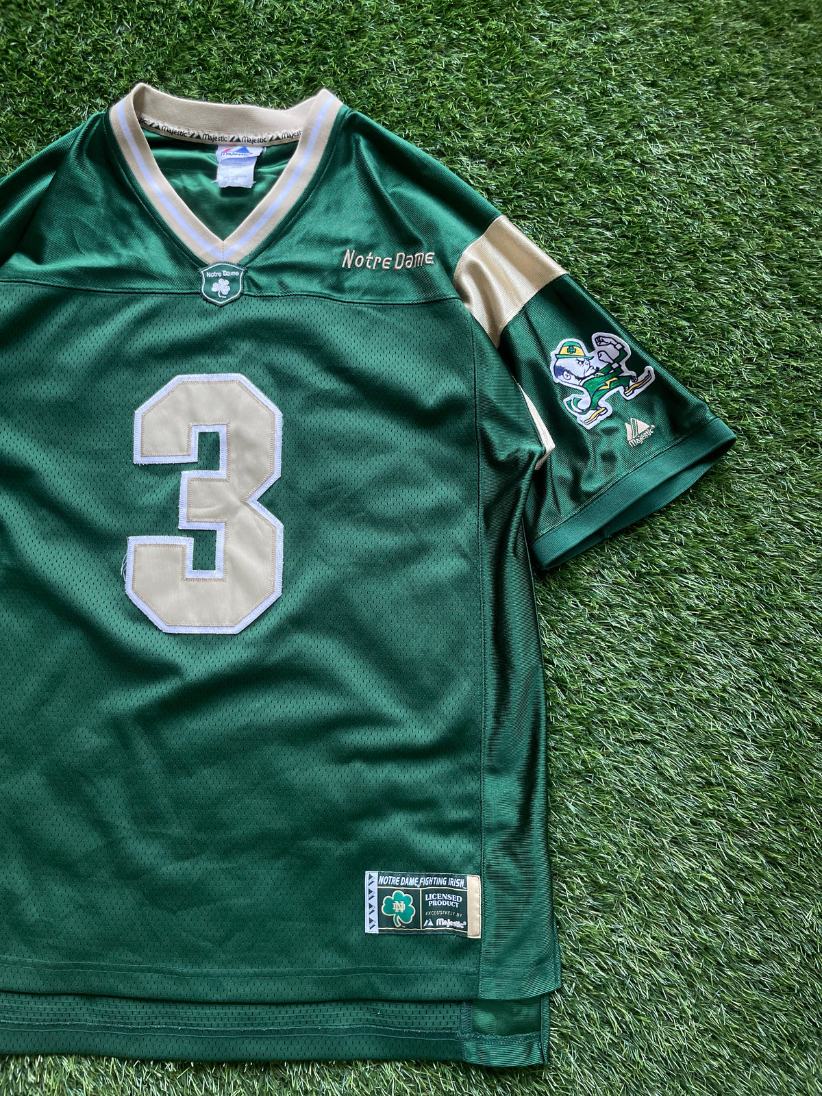 Vintage Notre Dame Green #3 Football Jersey Large/XLarge