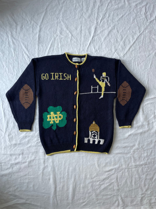 Vintage Notre Dame Knit Cardigan Sweater Medium