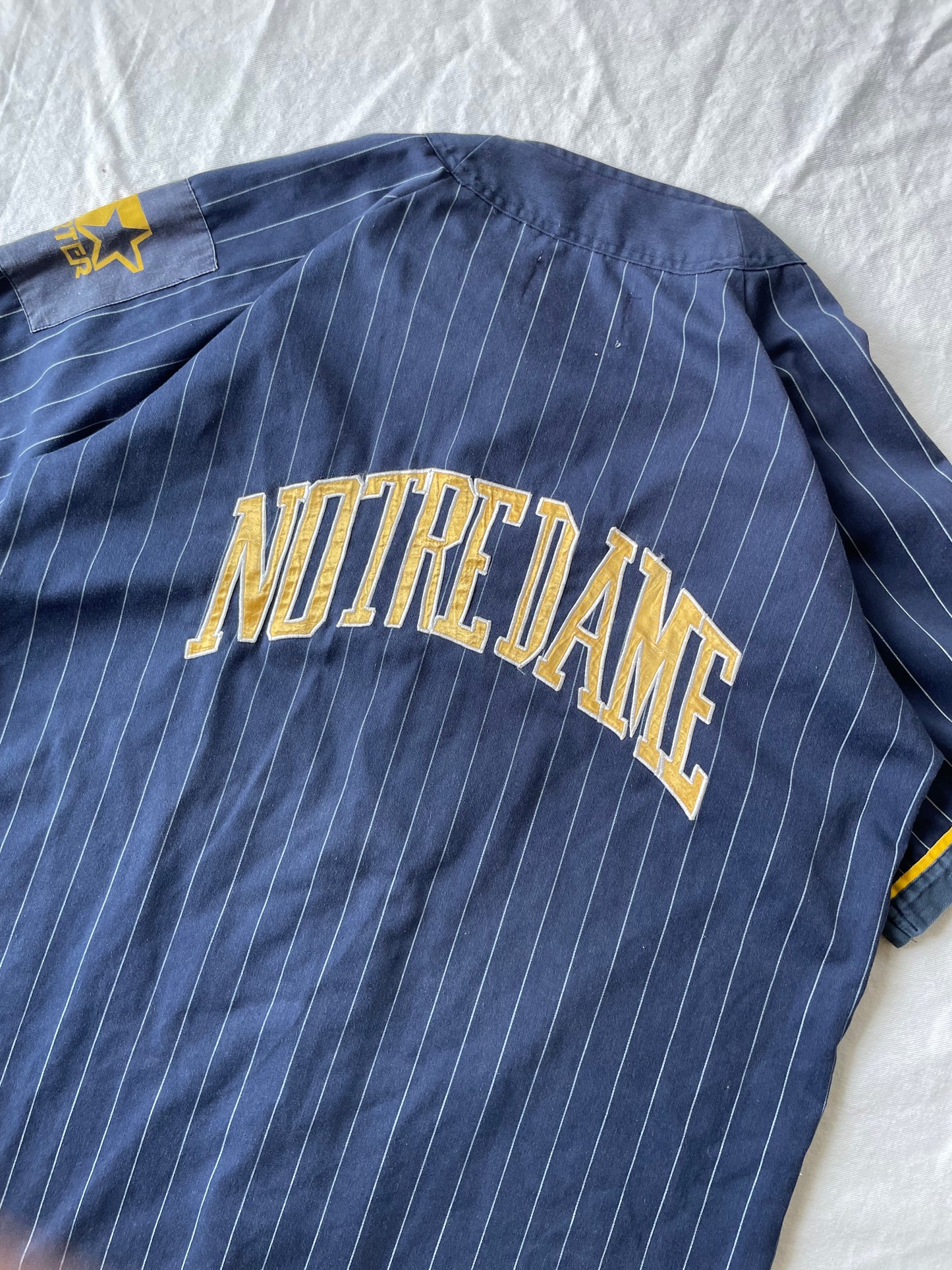 Vintage Notre Dame Pinstriped Baseball Jersey XLarge