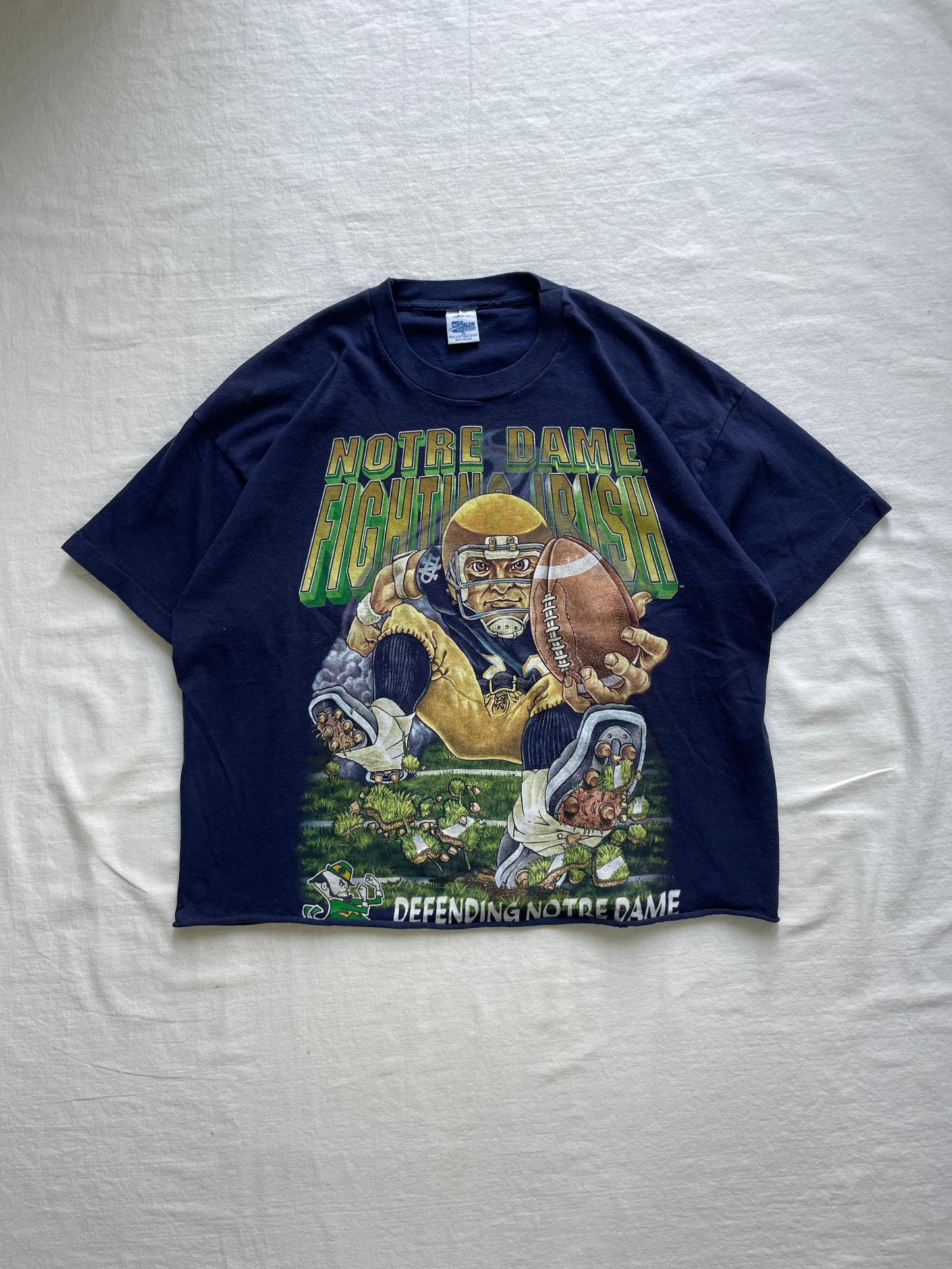 Vintage Notre Dame Football Cropped Tee XLarge