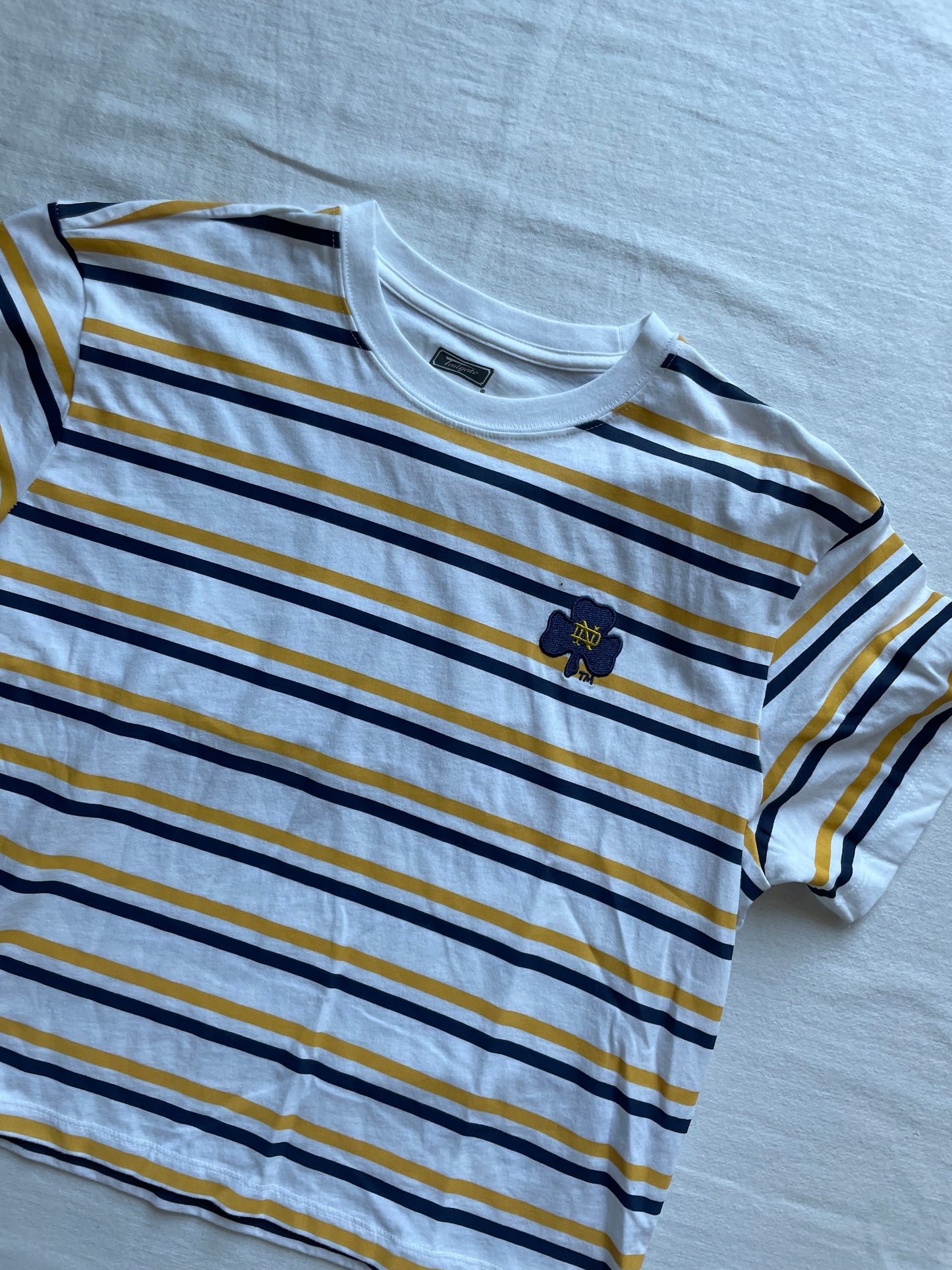 Notre Dame Striped Cropped Womens Tee Medium
