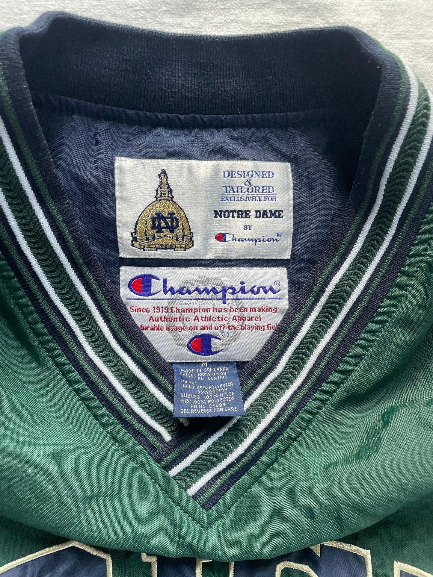 Vintage Notre Dame Green Pullover Windbreaker Medium