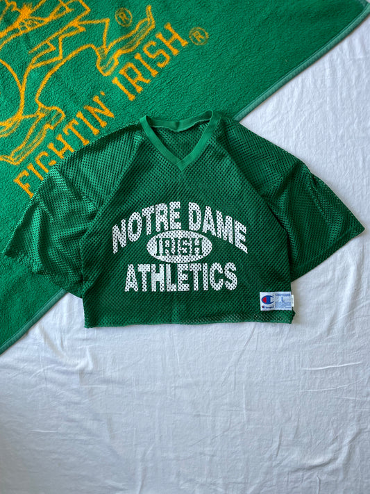 Vintage Notre Dame Irish Athletics Cropped Practice Jersey Large