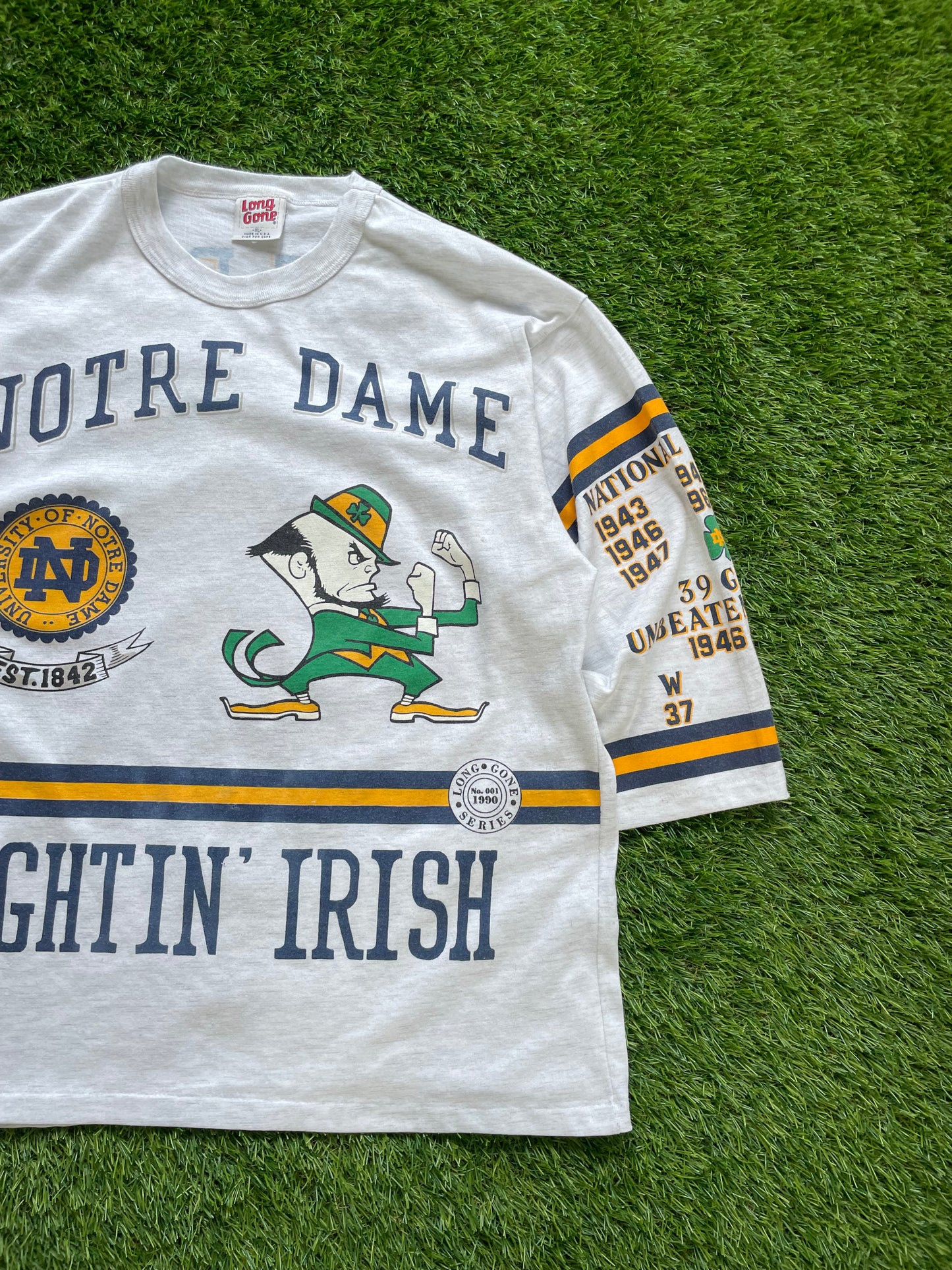 Vintage Notre Dame Football National Championship 3/4 Quarter Shirt XLarge