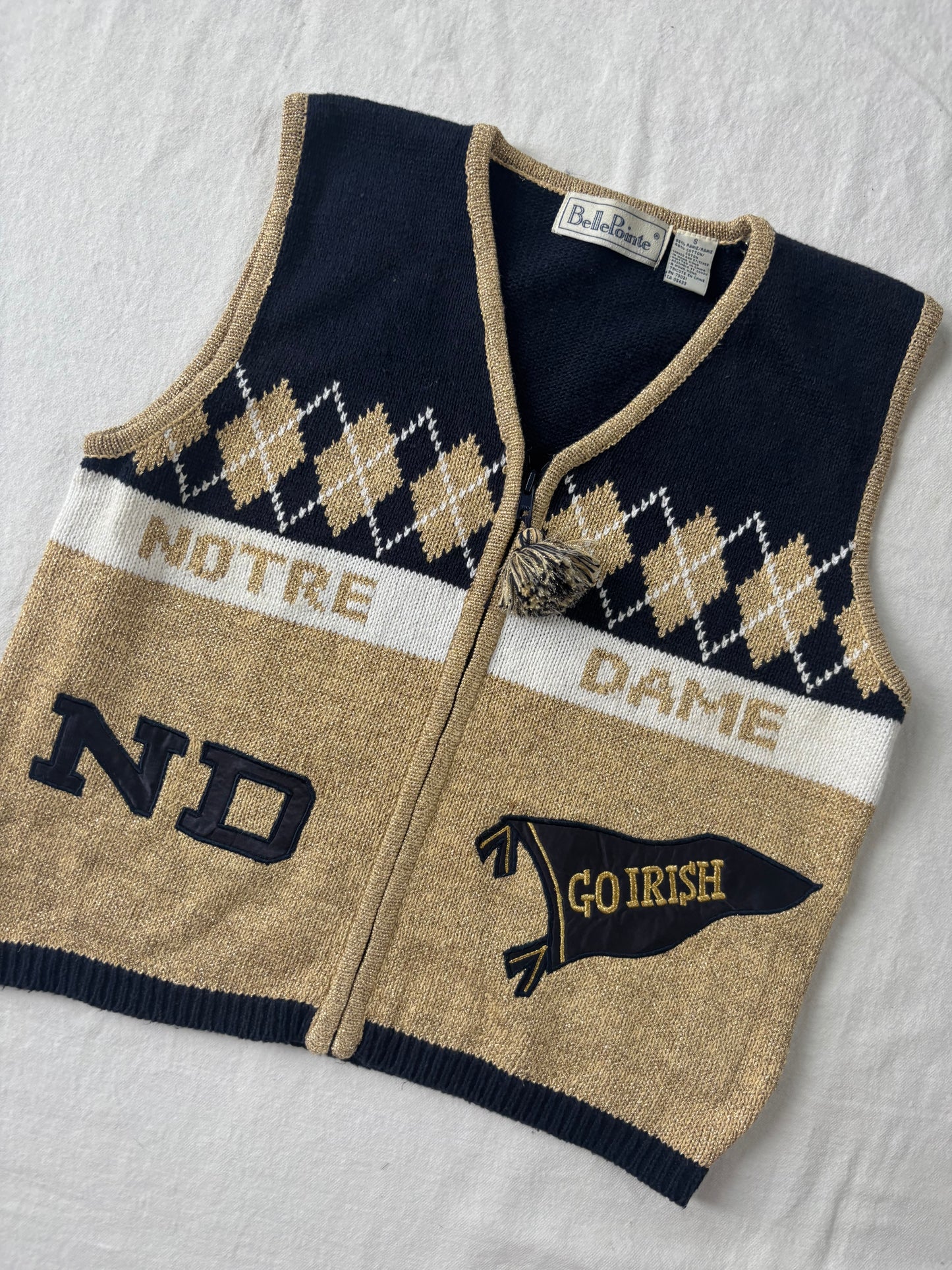 Vintage Notre Dame Fighting Irish Sweater Vest Womens Small