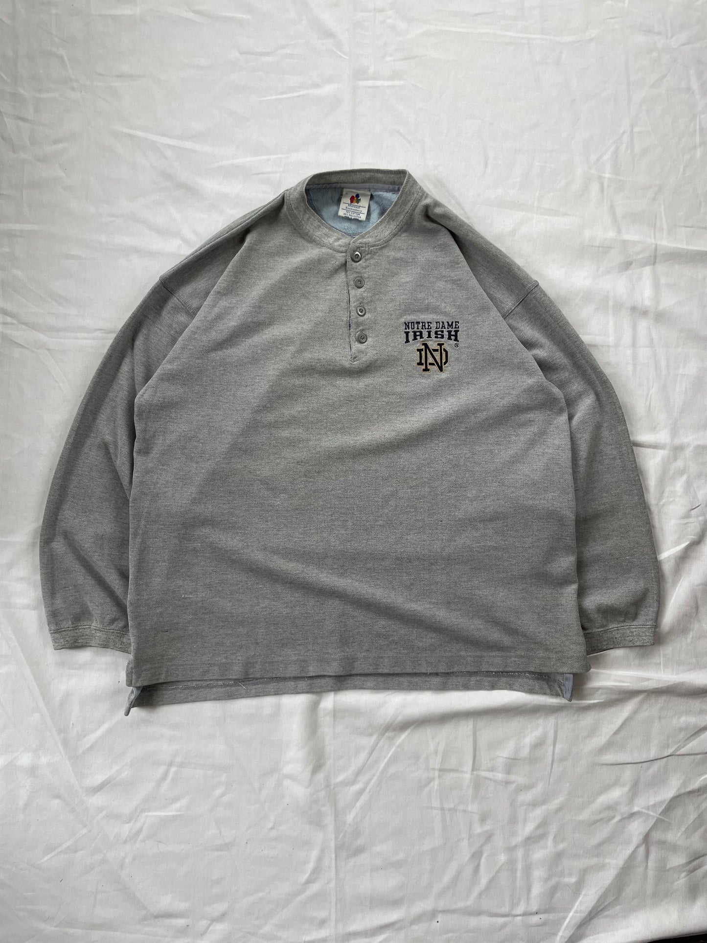 Vintage Notre Dame Henley Crewneck XLarge