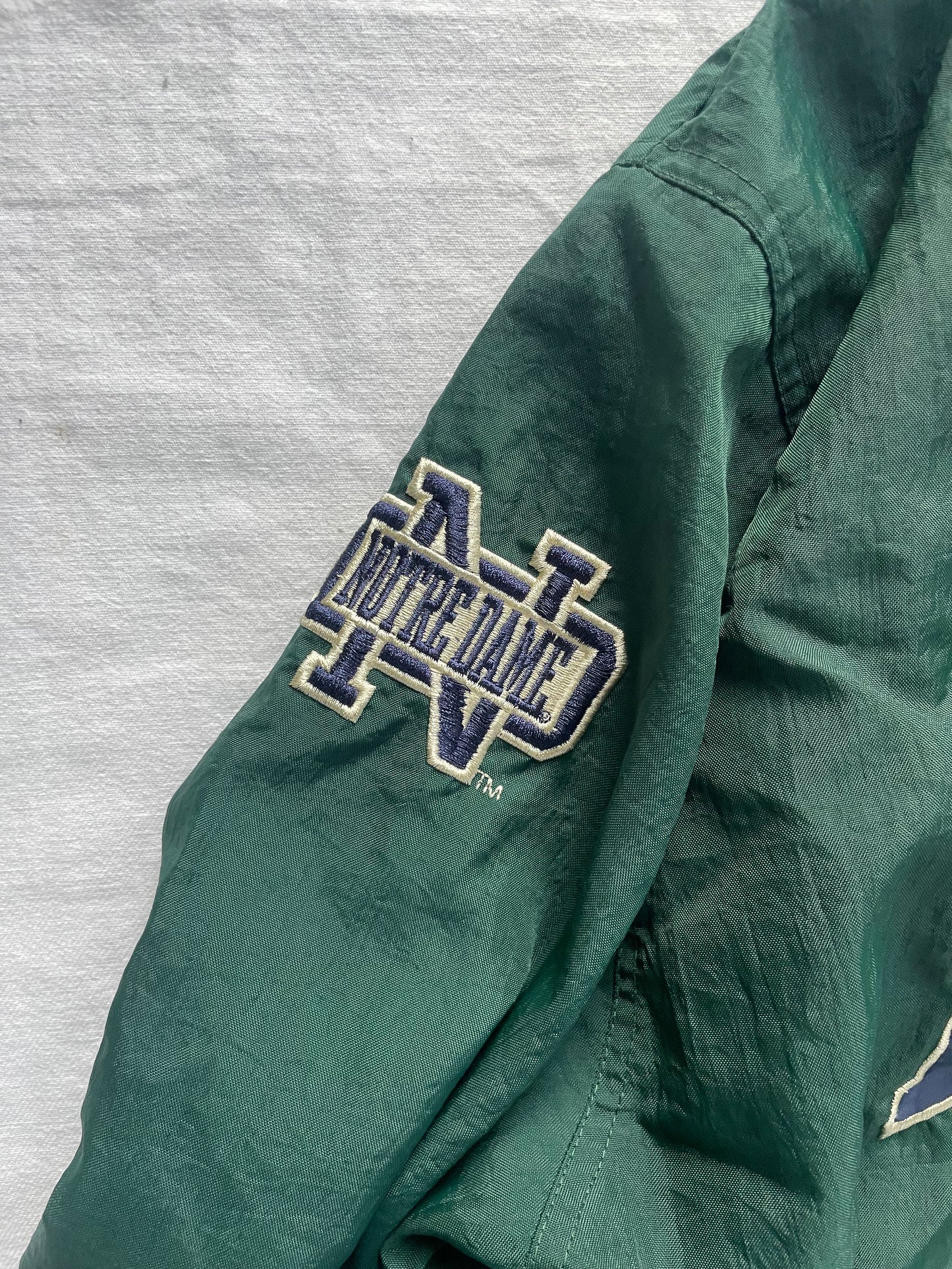 Vintage Notre Dame Green Pullover Windbreaker Medium
