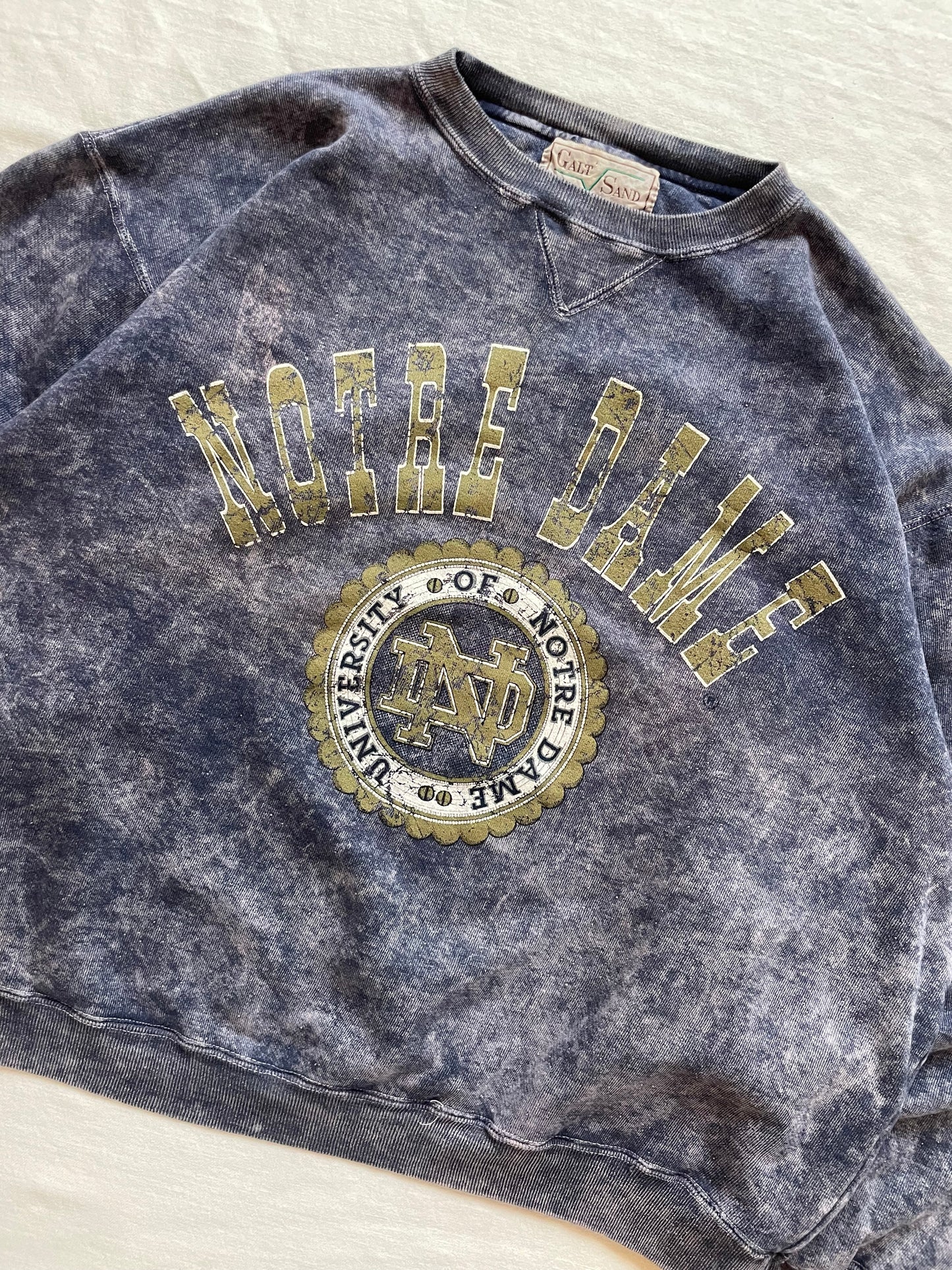 Vintage Notre Dame Acid Washed Crewneck Large/XLarge