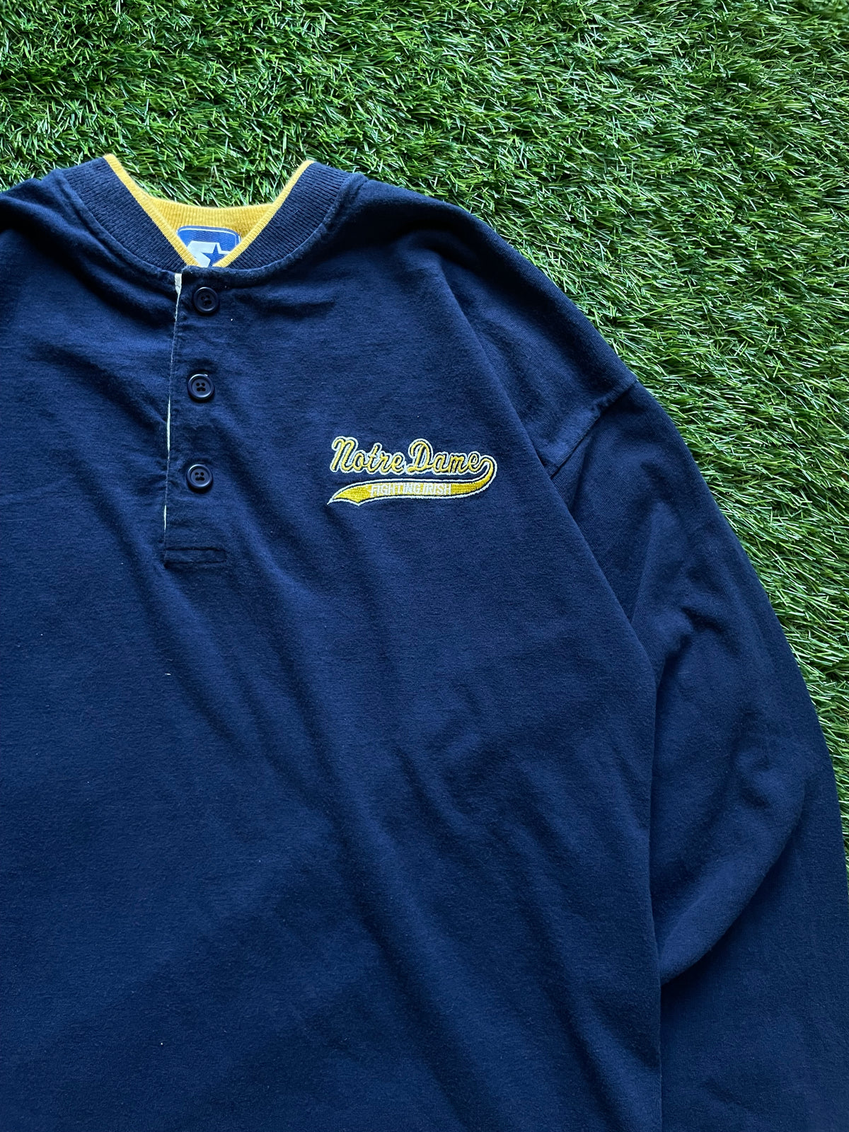 Vintage Notre Dame Henley Long Sleeve Shirt Medium