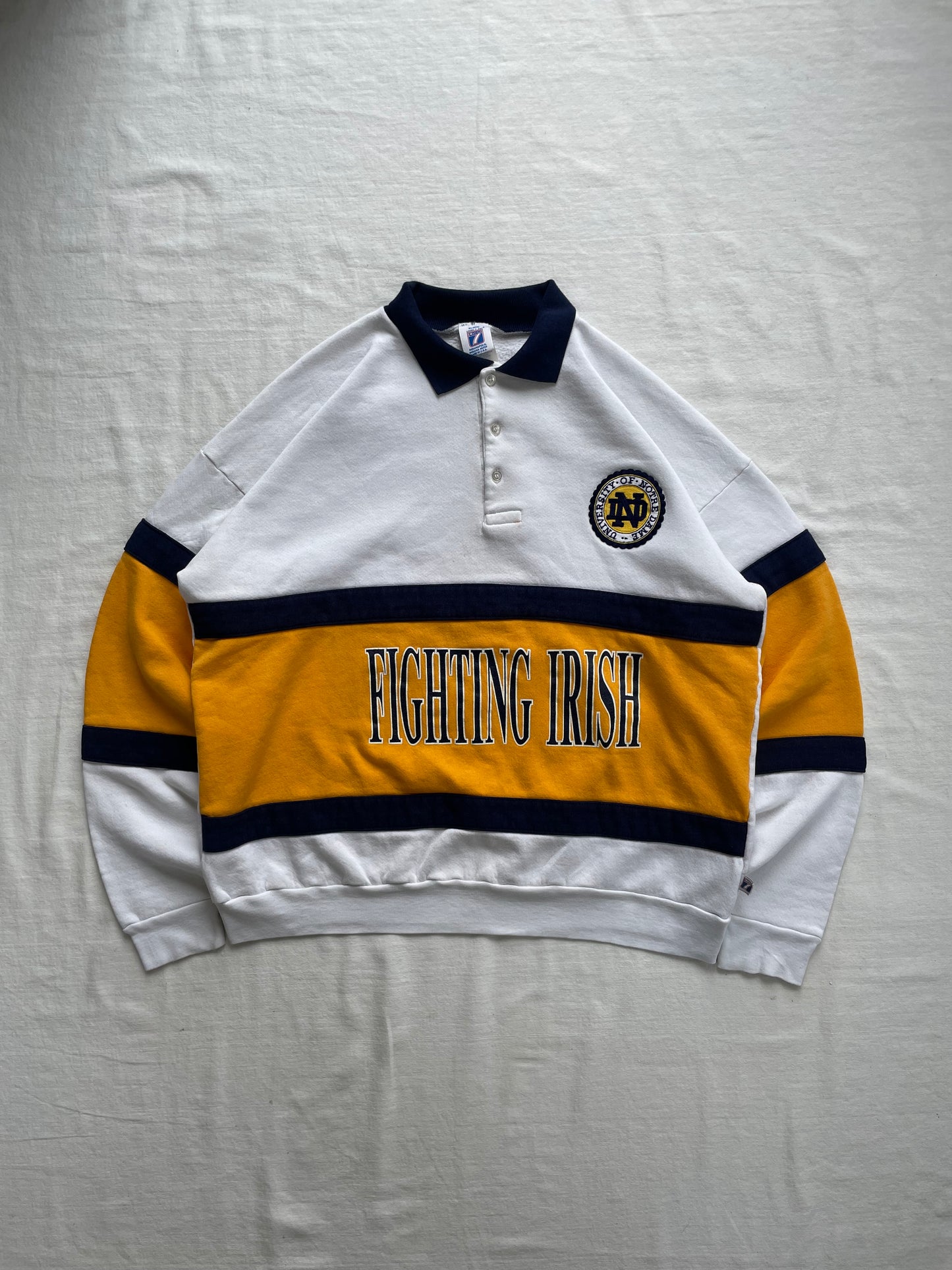 Vintage Notre Dame Rugby Polo Sweatshirt Large/XLarge