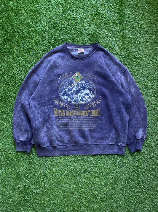 Vintage Notre Dame Acid Washed Crewneck Sweatshirt XLarge
