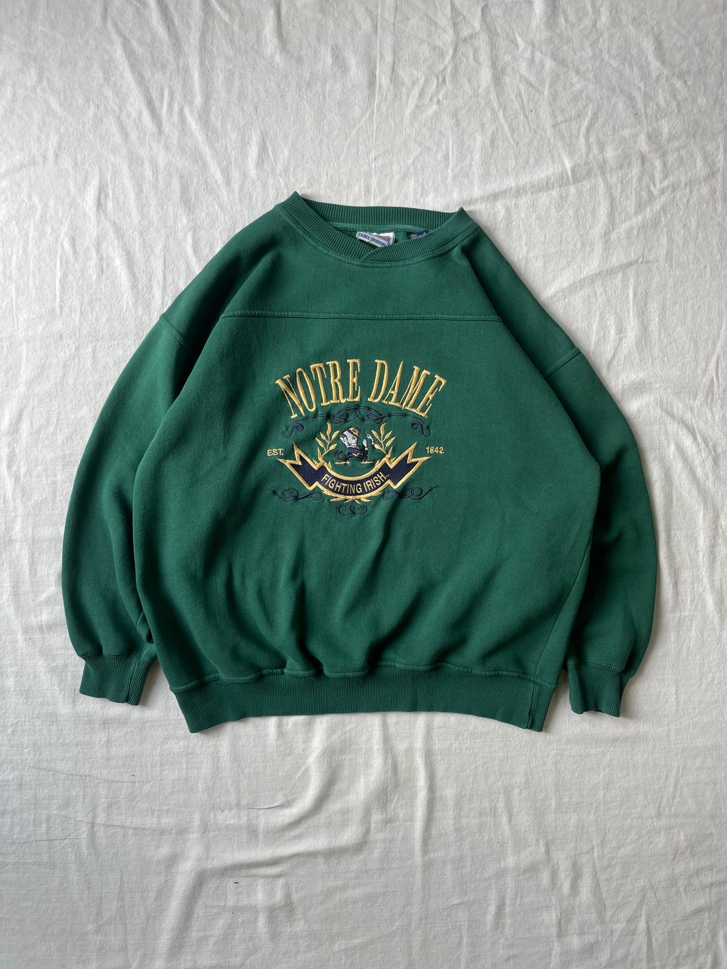Vintage Notre Dame Green Crewneck XLarge