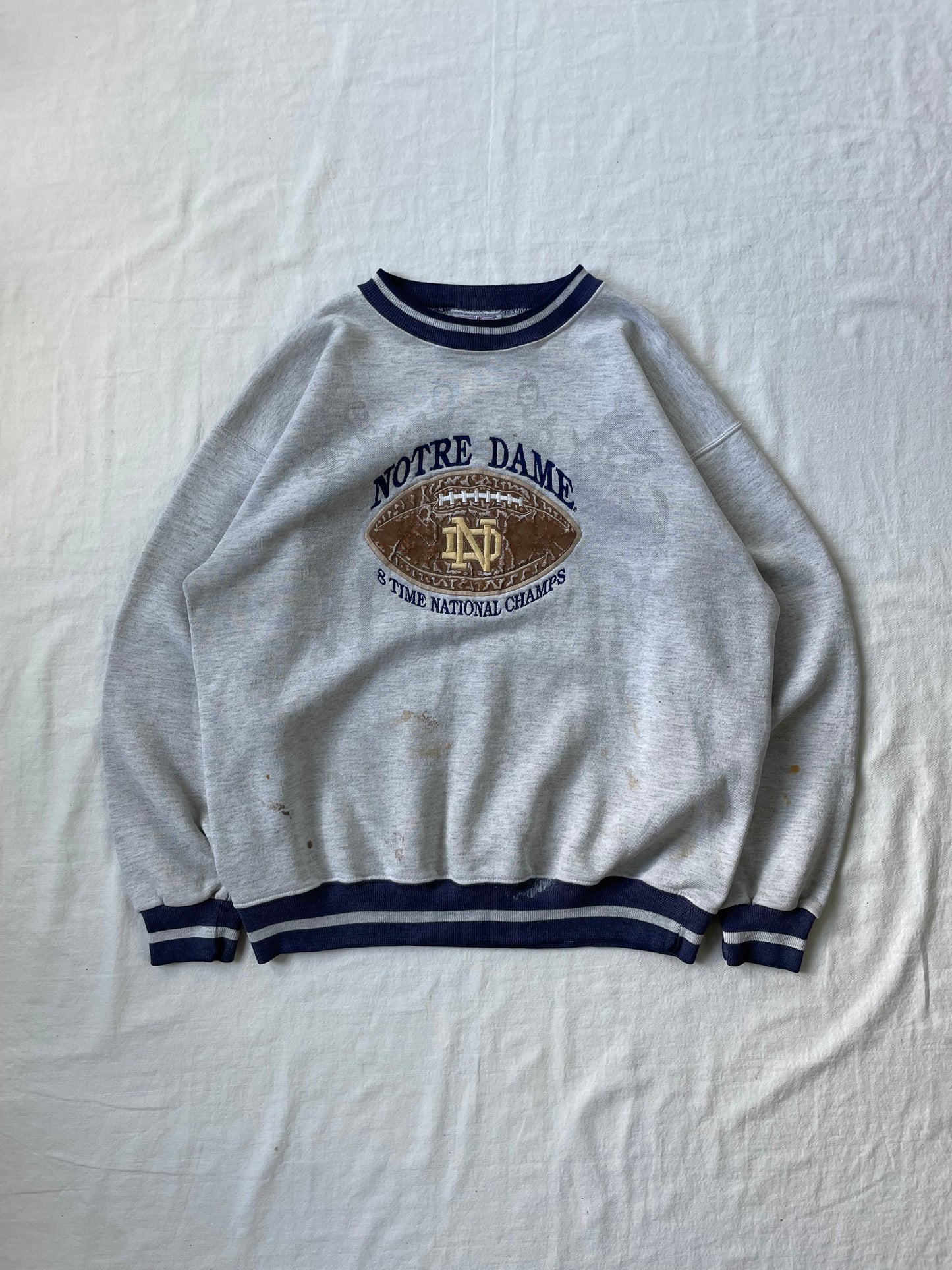 Vintage Notre Dame 8 Time National Champs Crewneck Large