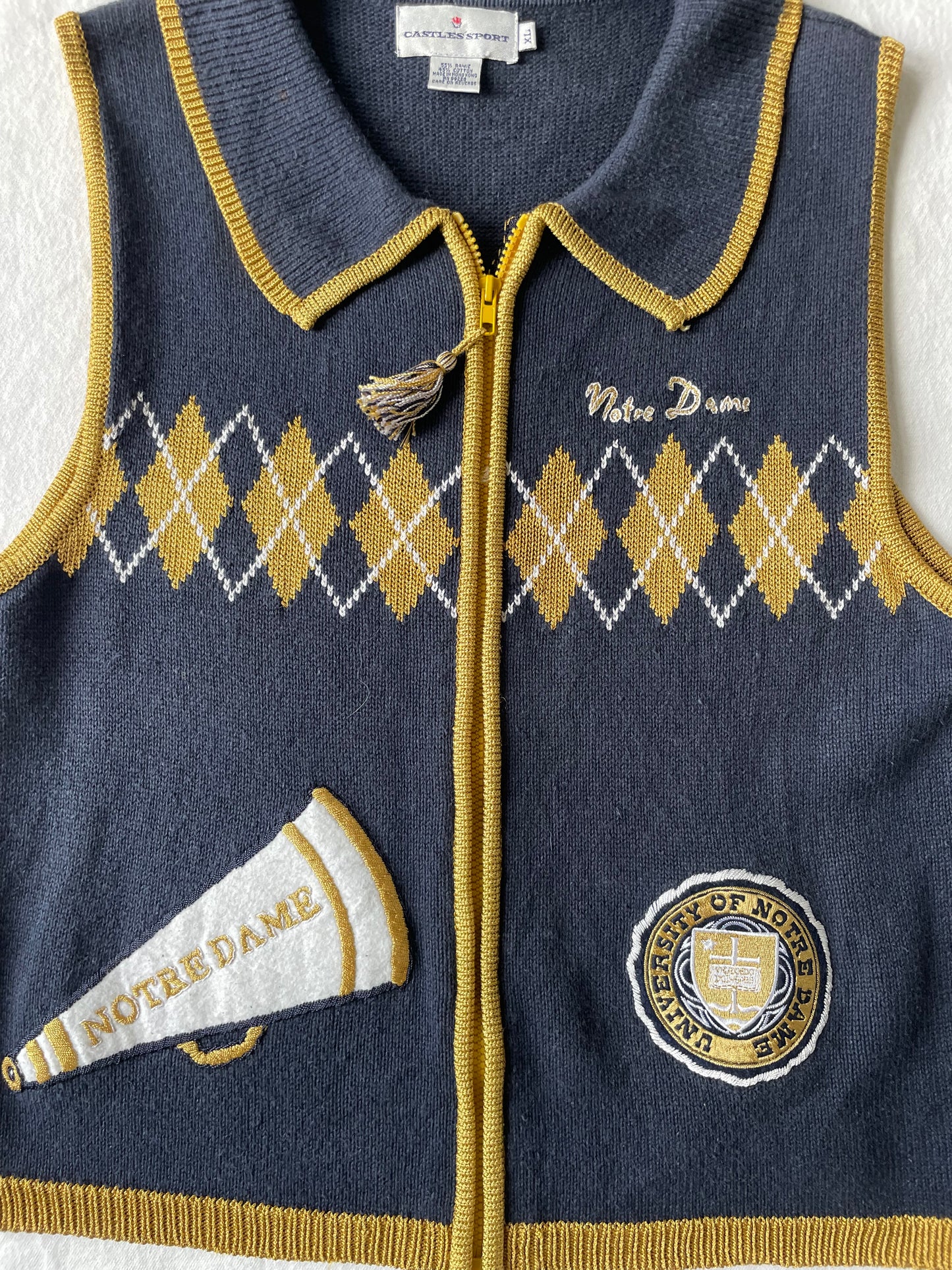 Vintage Notre Dame Sweater Vest XLarge