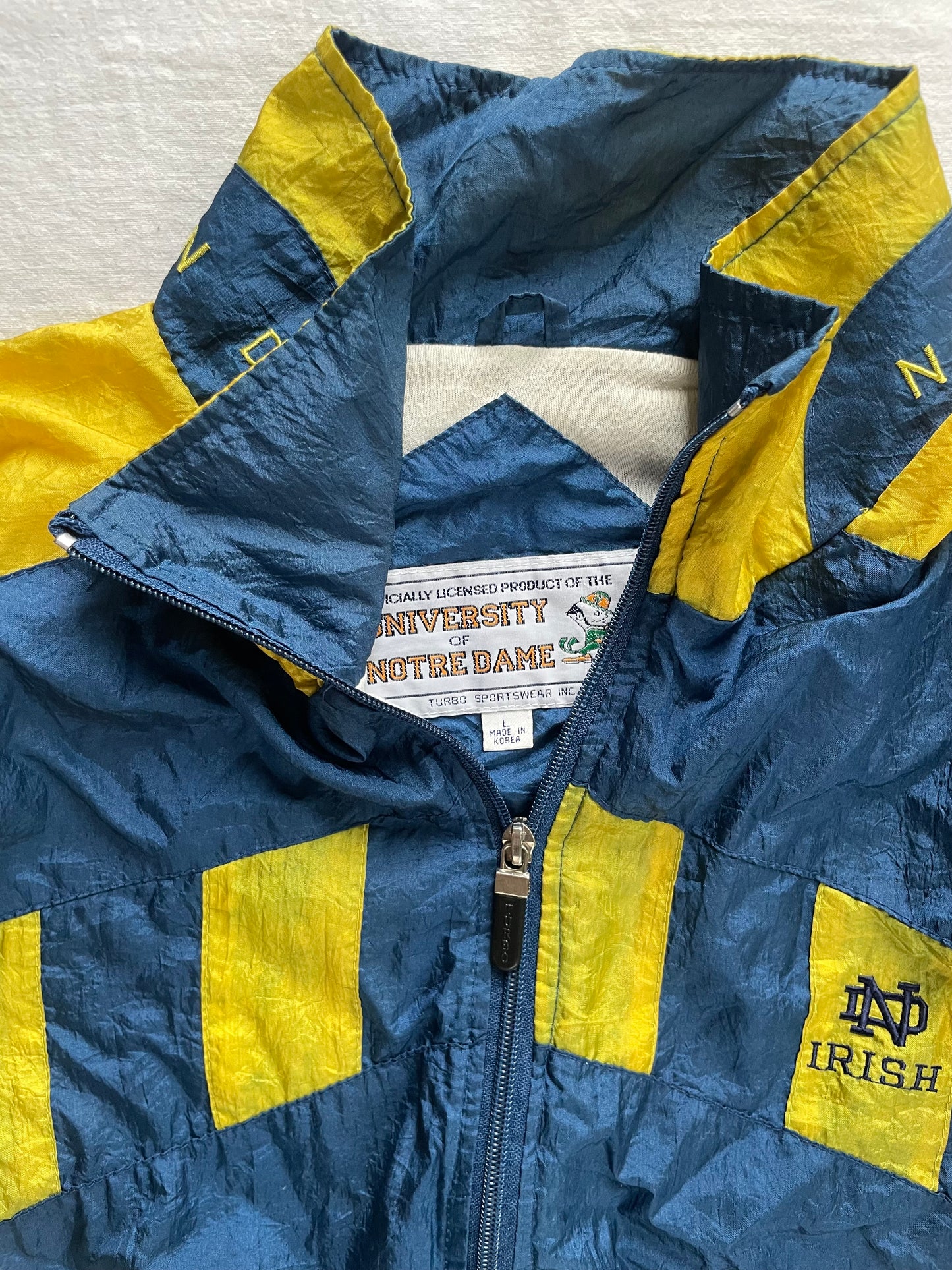 Vintage Notre Dame Tracksuit Windbreaker and Sweat Pants Large