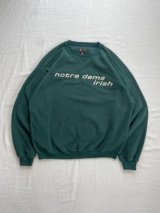 Vintage Notre Dame Green Fleece Crewneck Medium