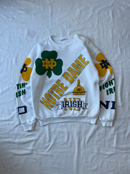 Vintage Notre Dame All Over Print Crewneck Medium