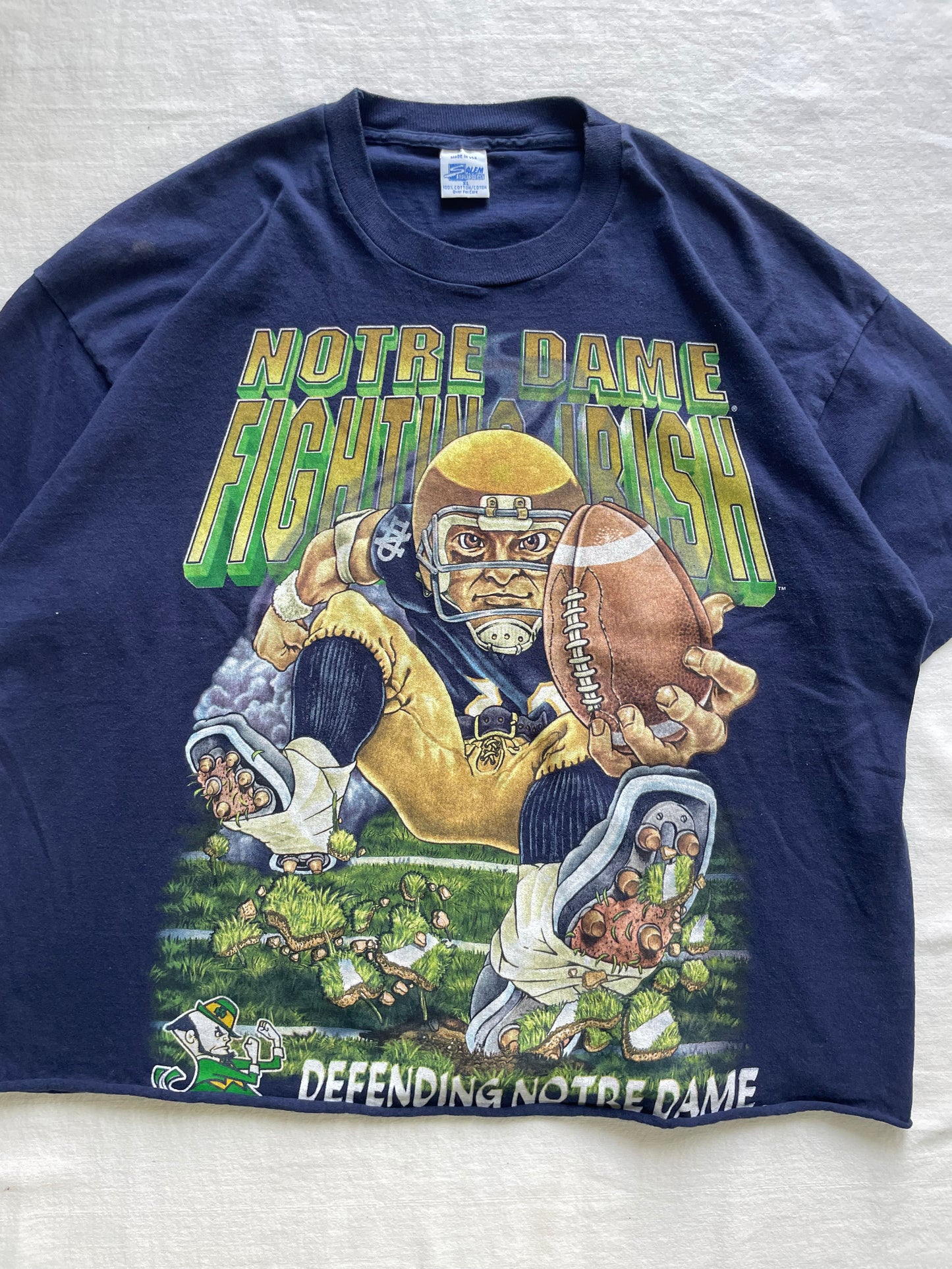 Vintage Notre Dame Football Cropped Tee XLarge