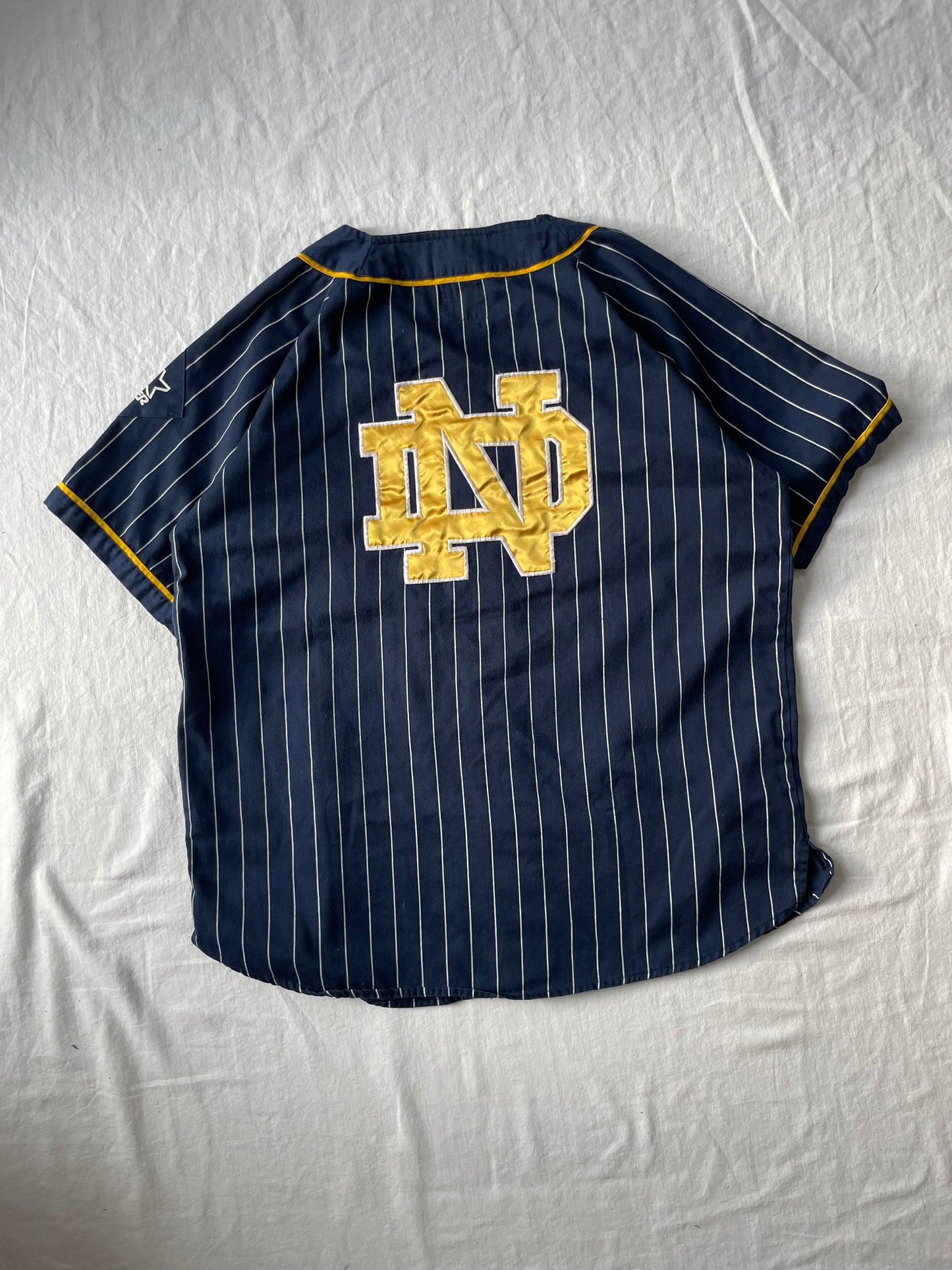 Vintage Notre Dame Starter Pinstriped Baseball Jersey XLarge