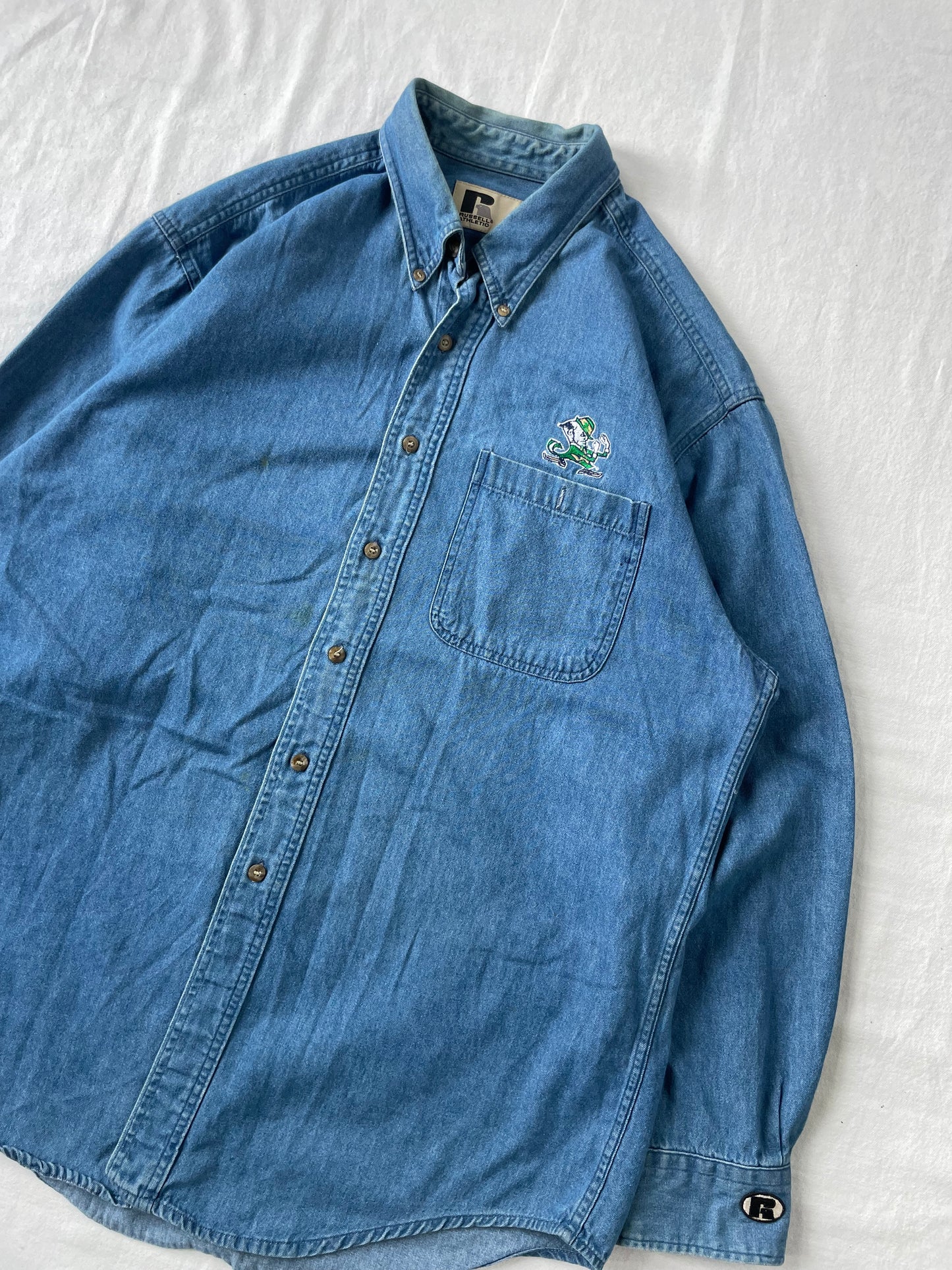 Vintage Notre Dame Denim Button Down Large