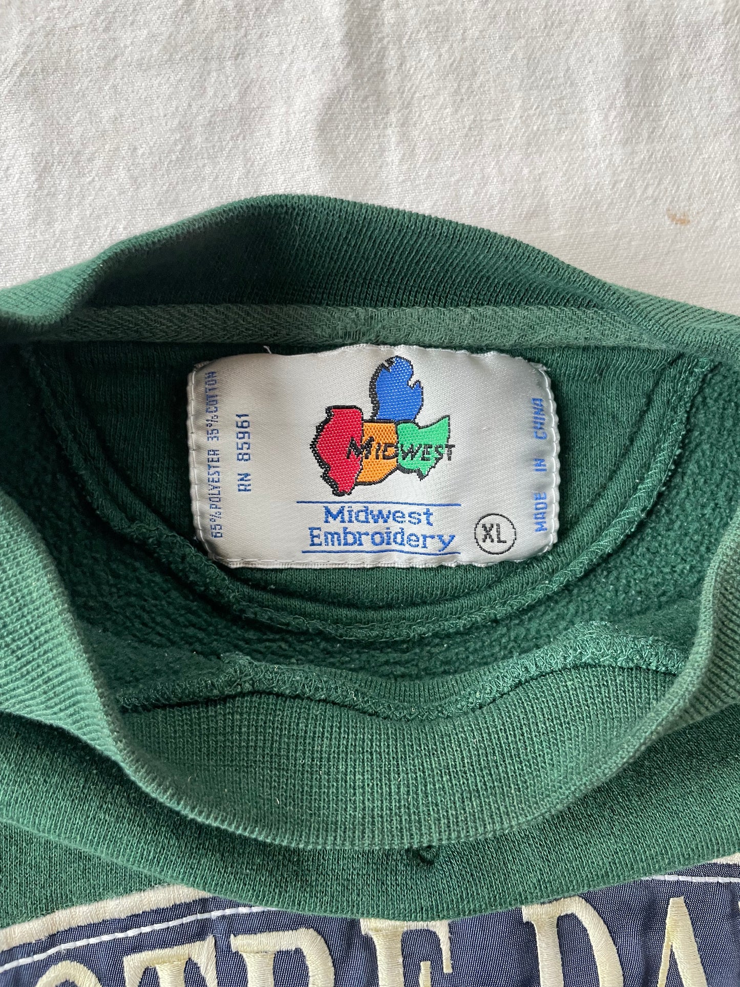 Vintage Notre Dame Green Crewneck XLarge