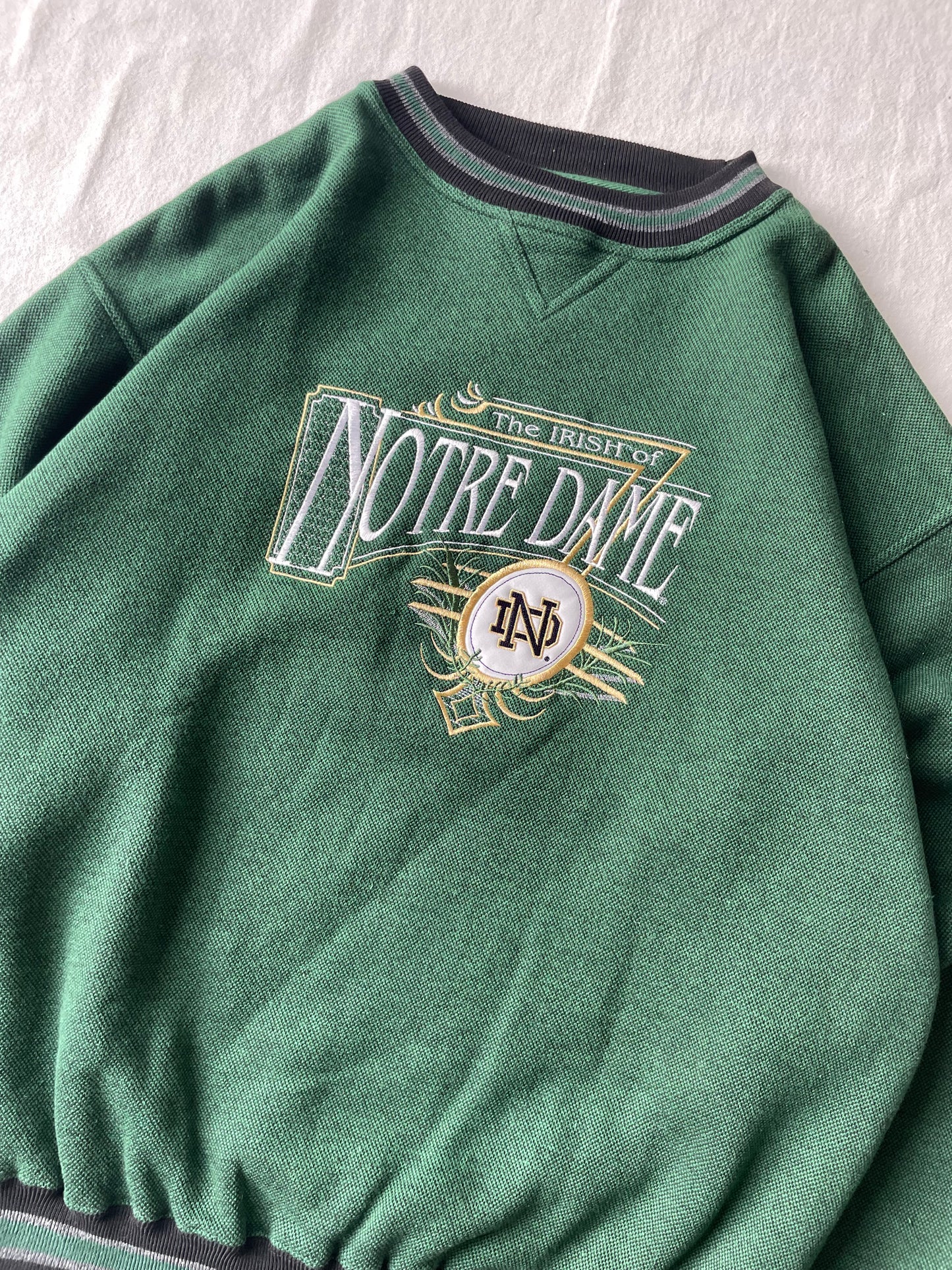 Vintage Notre Dame Green Crewneck Large