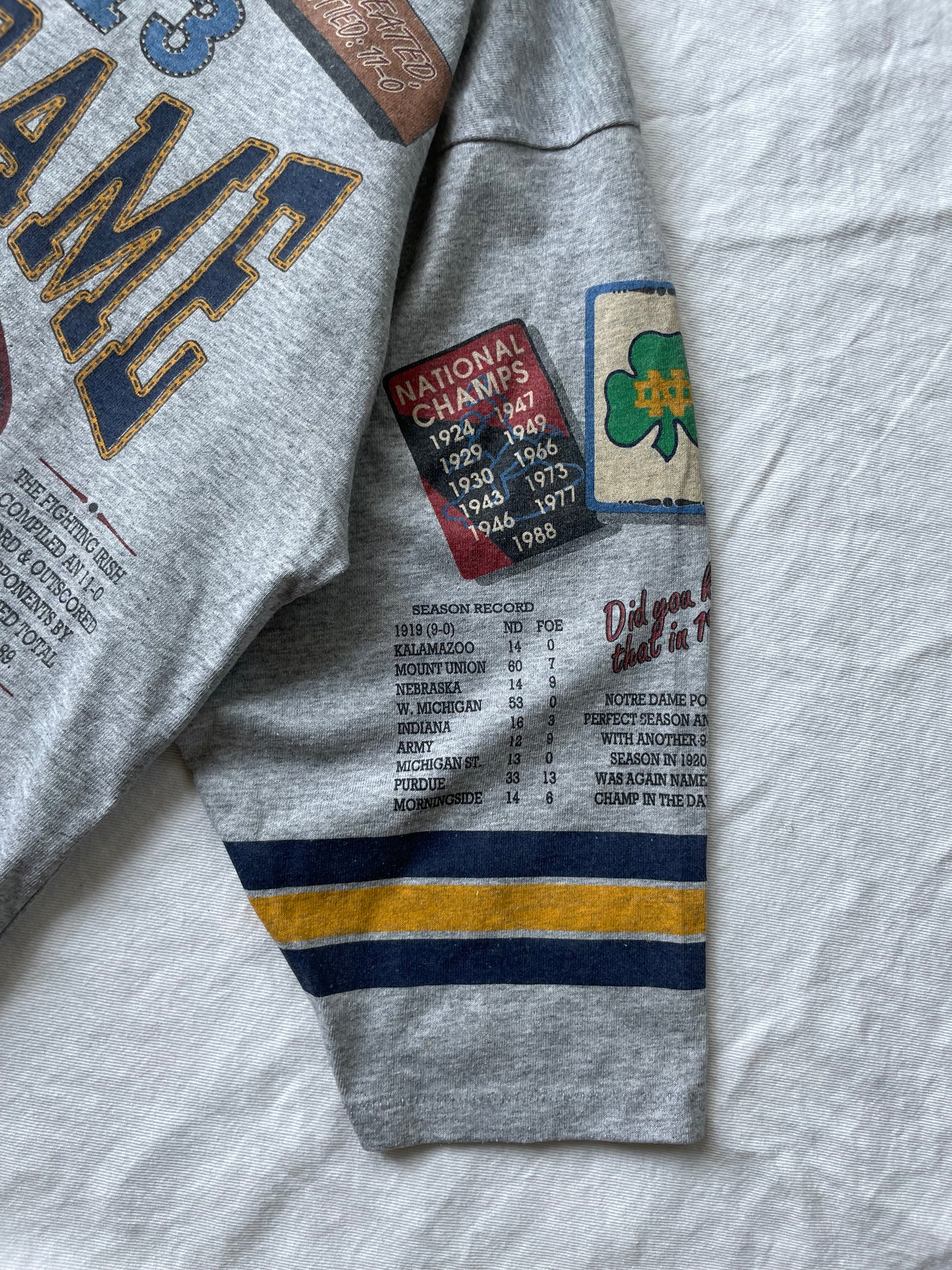 Vintage Notre Dame Football National Champions Shirt XLarge