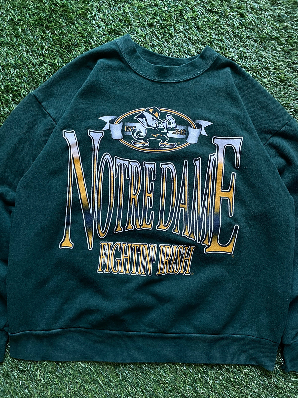 Vintage Notre Dame Green Crewneck Sweatshirt Large