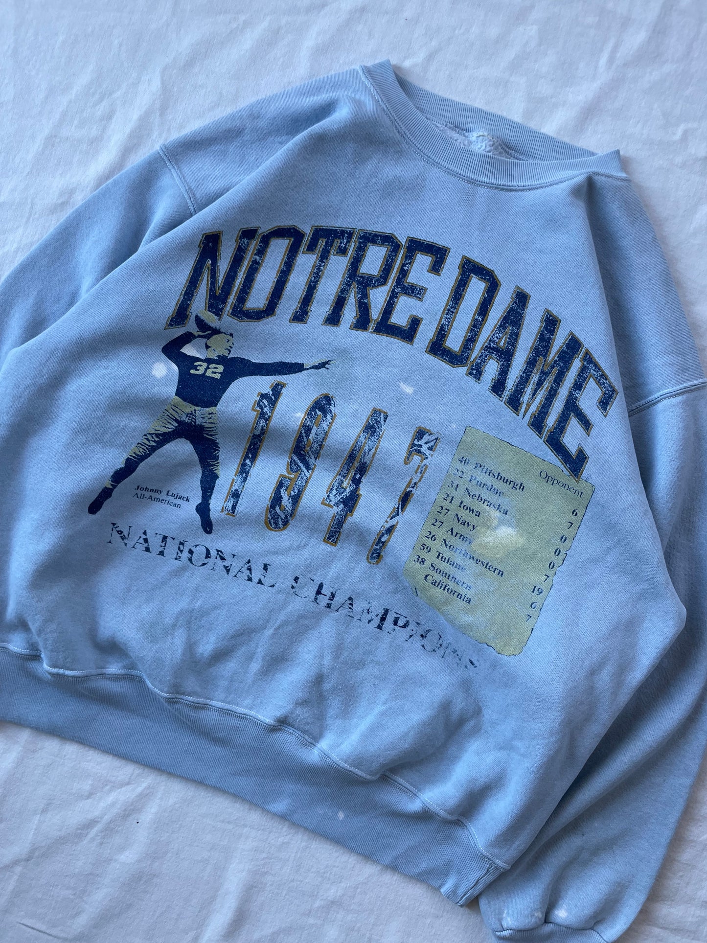 Vintage Notre Dame Light Blue Football Crewneck Large/XLarge