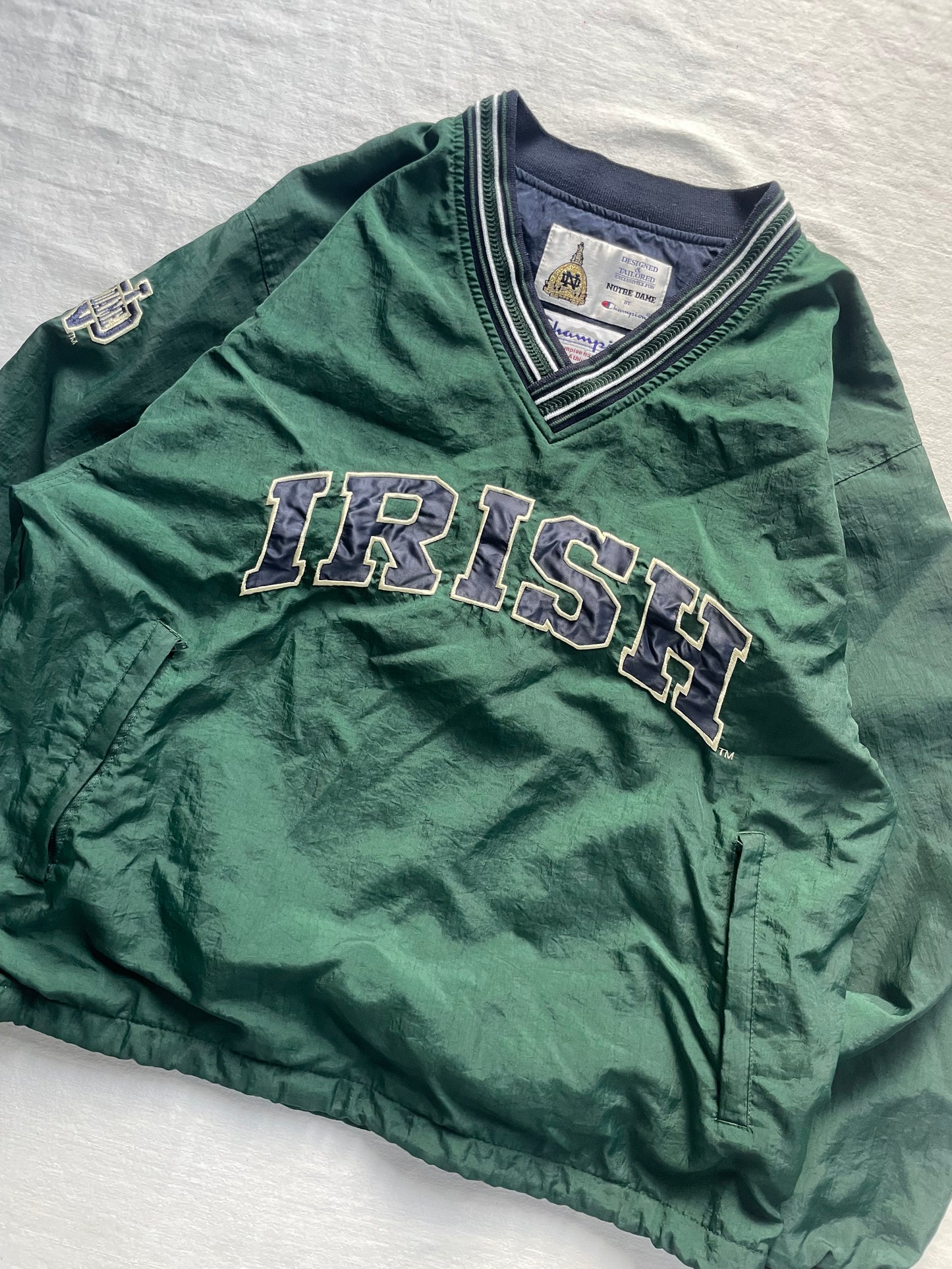 Vintage Notre Dame Green Pullover Windbreaker Medium