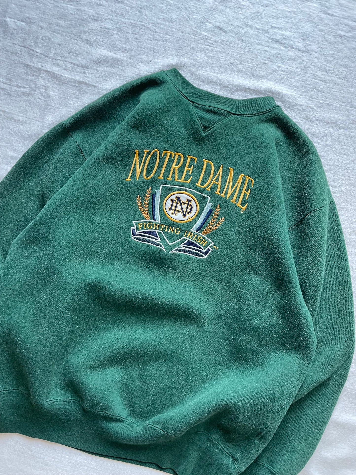 Vintage Notre Dame Green Crewneck Large