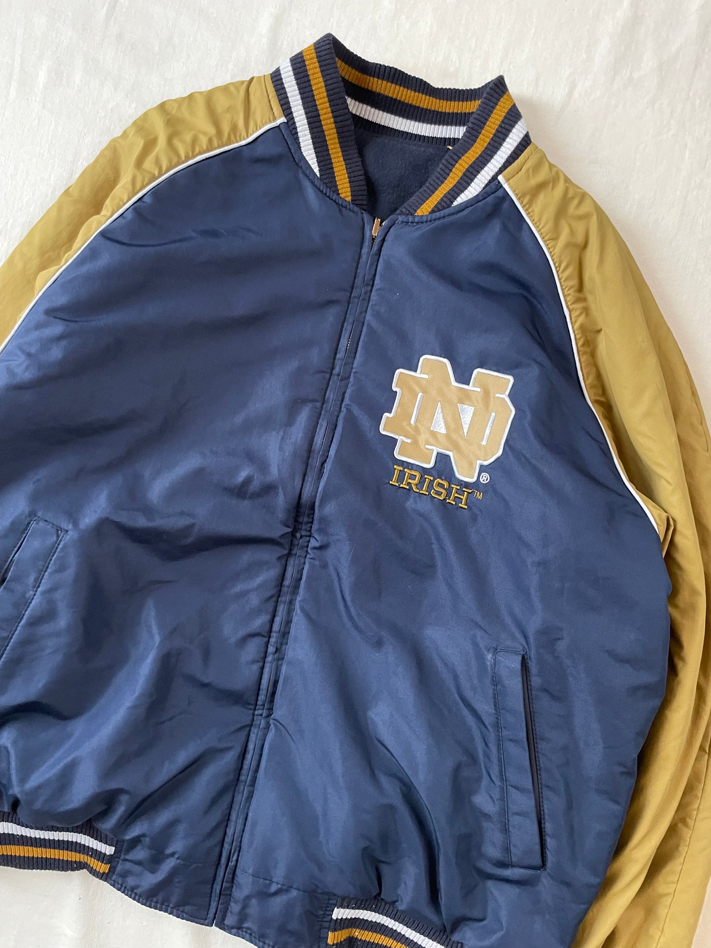 Vintage Notre Dame Reversible Bomber Jacket XLarge