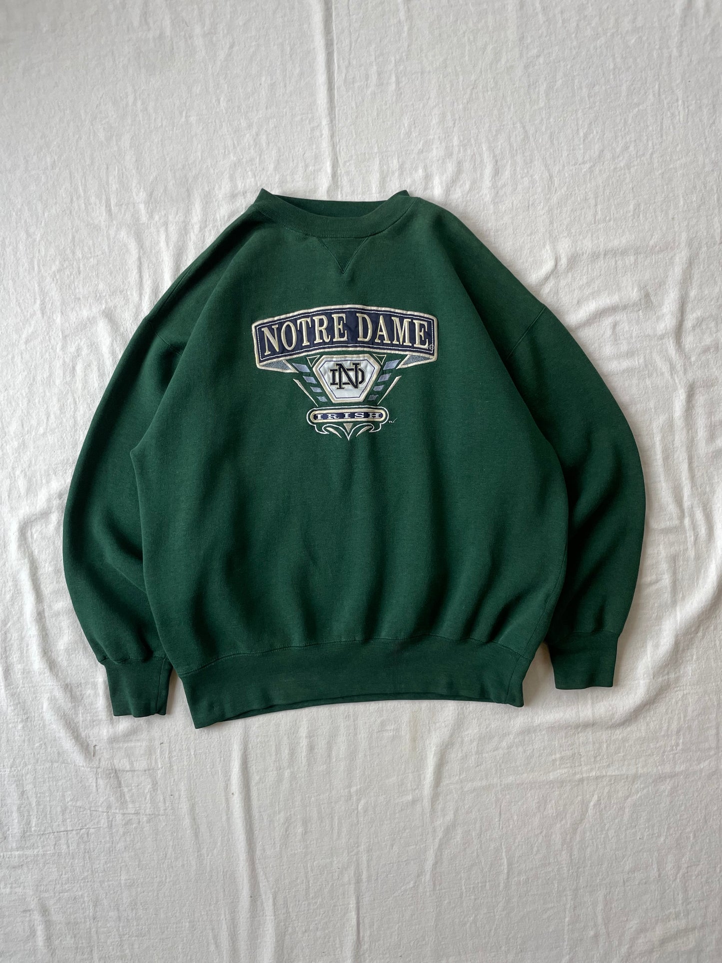 Vintage Notre Dame Green Crewneck XLarge
