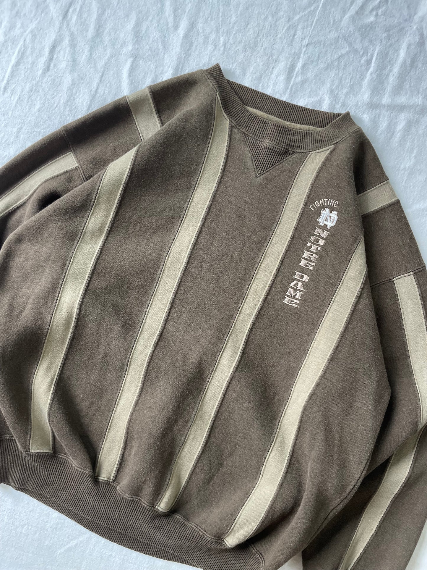 Vintage Notre Dame Striped Crewneck Large