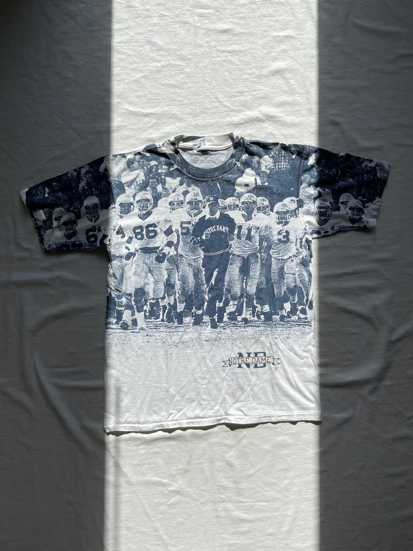Vintage Notre Dame Football Lou Holtz All Over Print Tee Large/XLarge