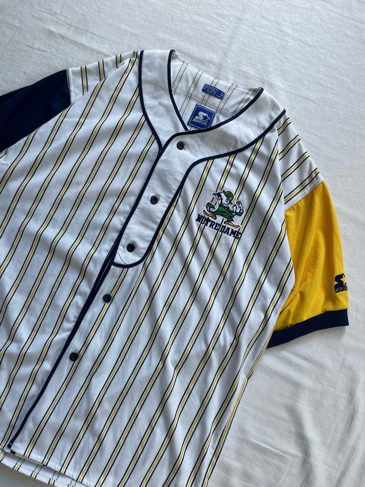 Vintage Notre Dame Pinstriped Baseball Jersey Large/XLarge