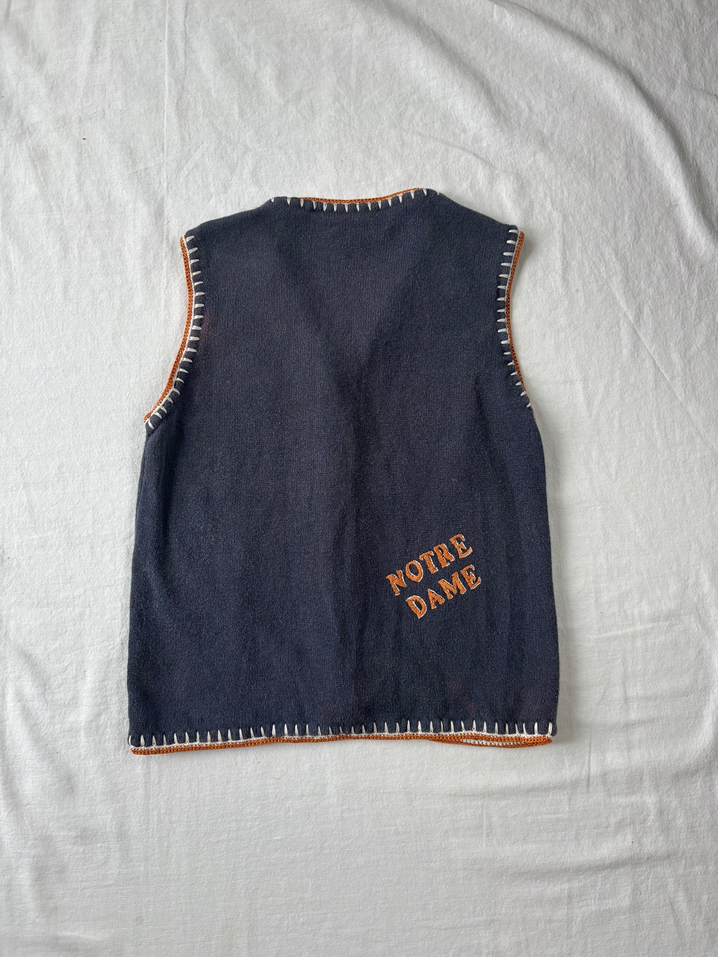 Vintage Notre Dame Sweater Vest Womens Small DISTRESSED