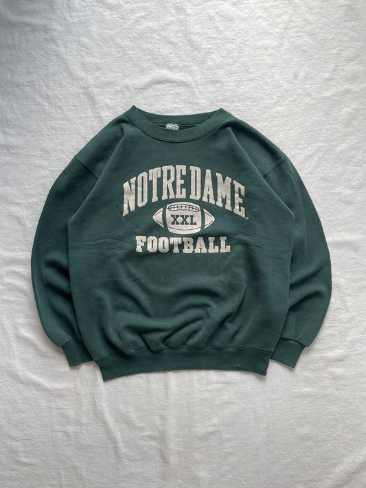 Vintage Notre Dame Green Football Crewneck Large