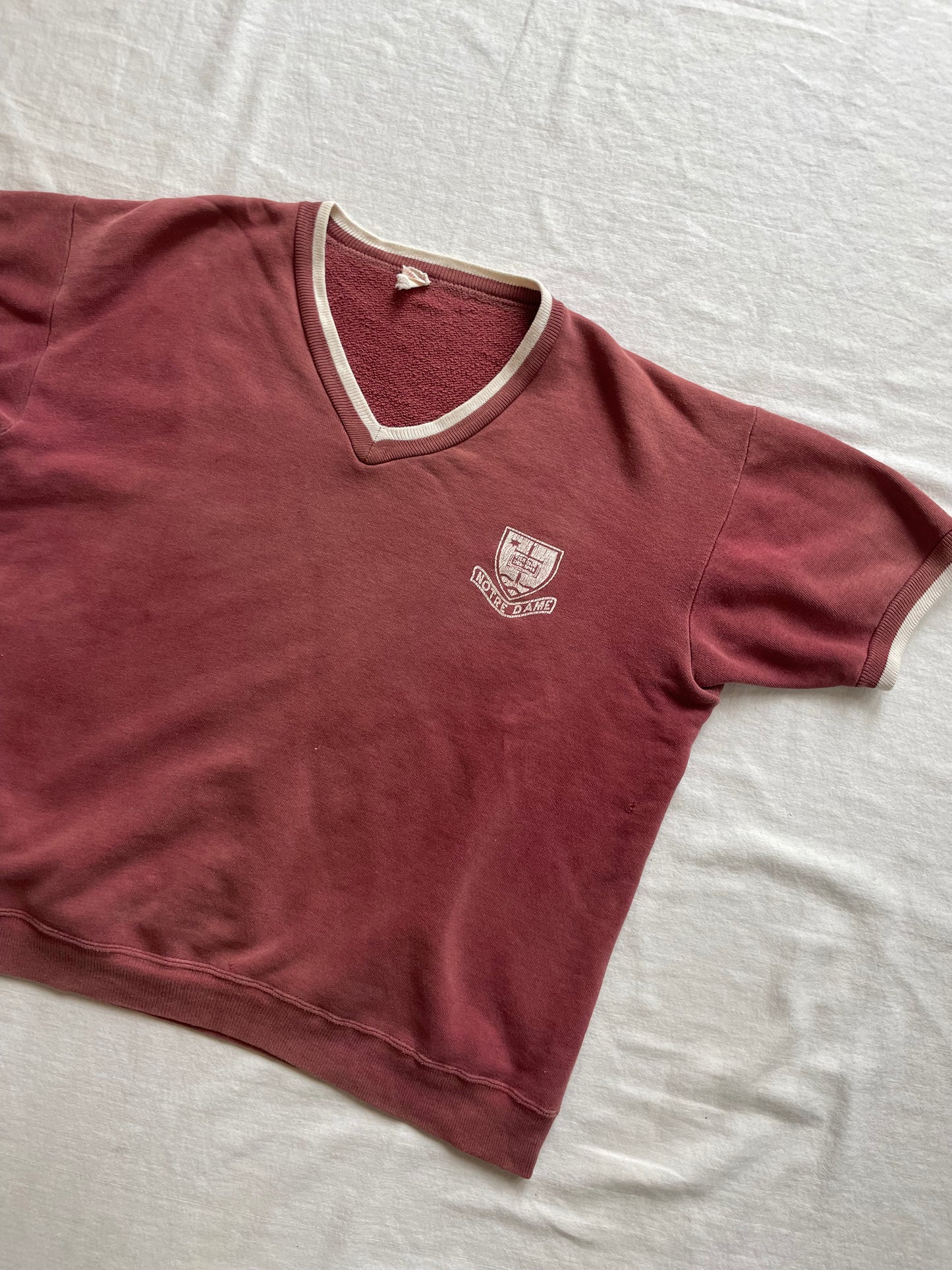 Vintage 1960s Notre Dame Short Sleeve Sweatshirt Large