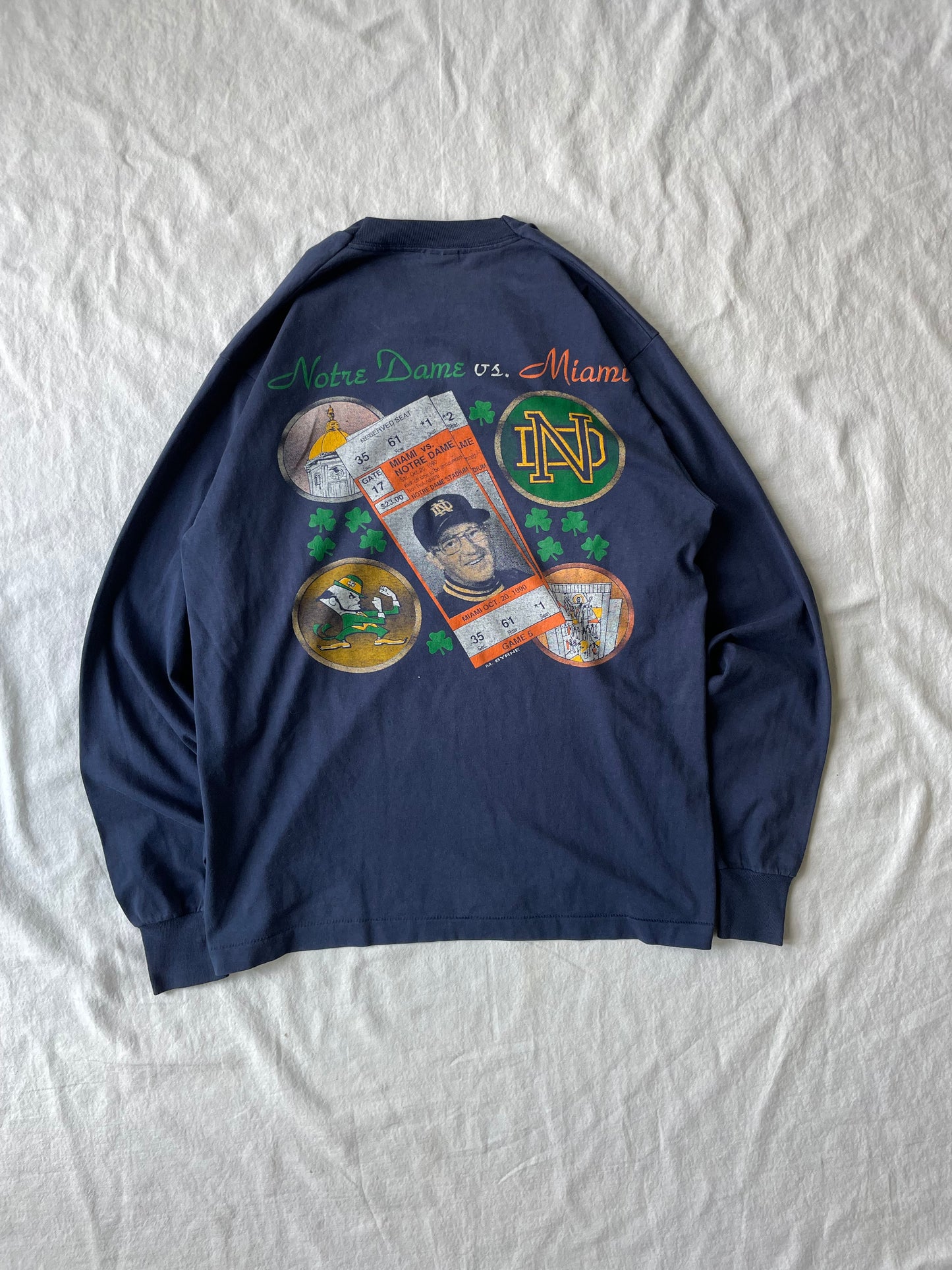 Vintage 1990 Notre Dame vs. Miami Long Sleeve Large/XLarge
