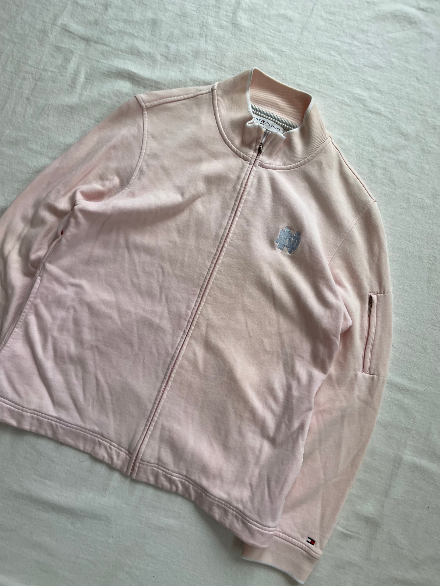 Vintage Notre Dame Tommy Hilfiger Womens Pink Zip Up Medium