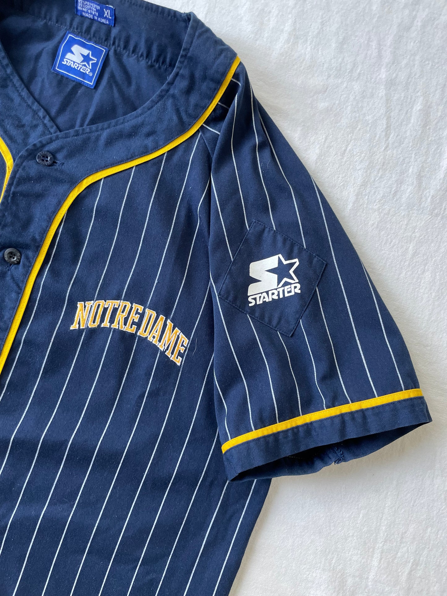 Vintage Notre Dame Pinstripe Baseball Jersey XLarge