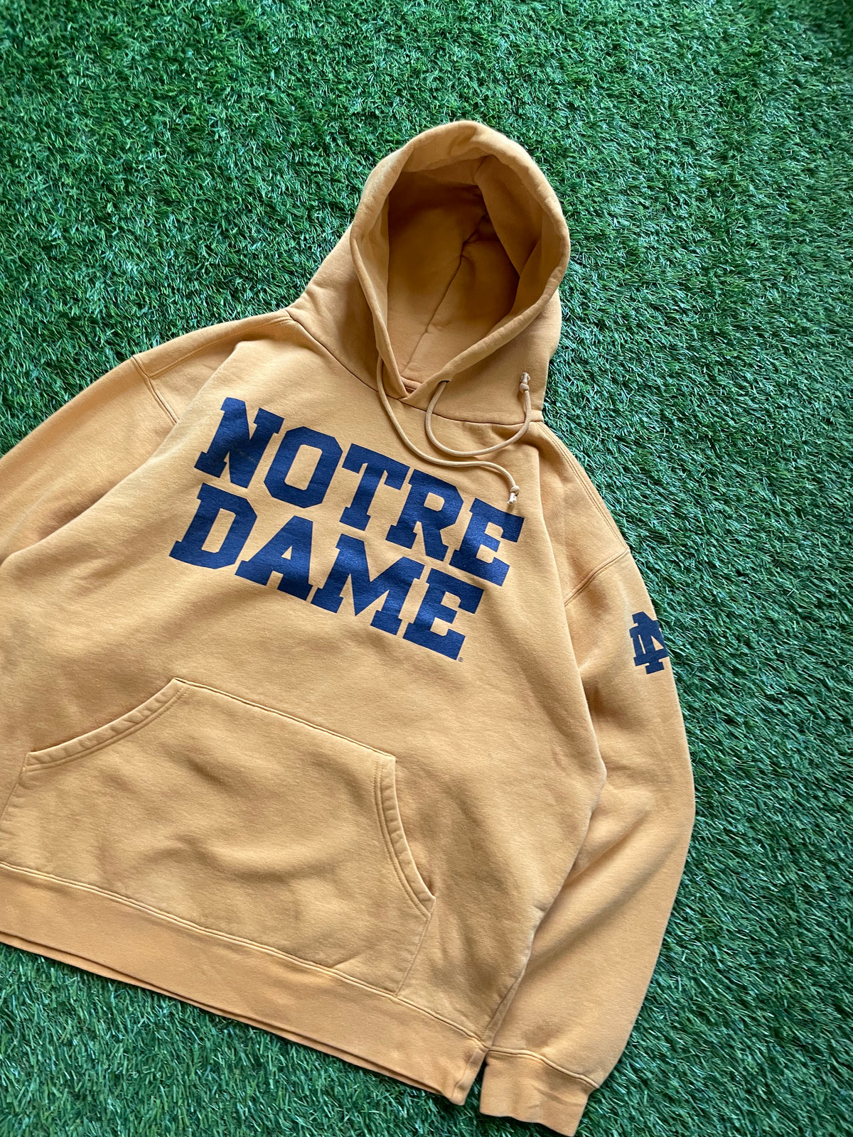 Vintage Notre Dame Gold Hoodie Sweatshirt Large