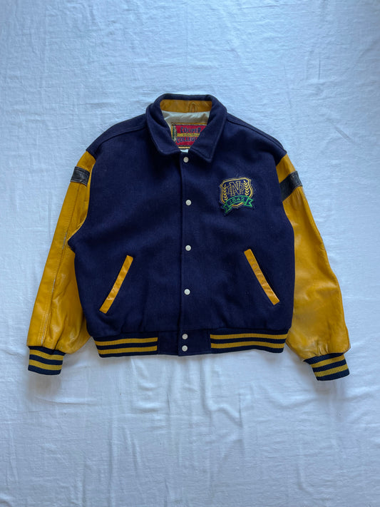 Vintage Notre Dame Leather and Wool Varsity Jacket XLarge