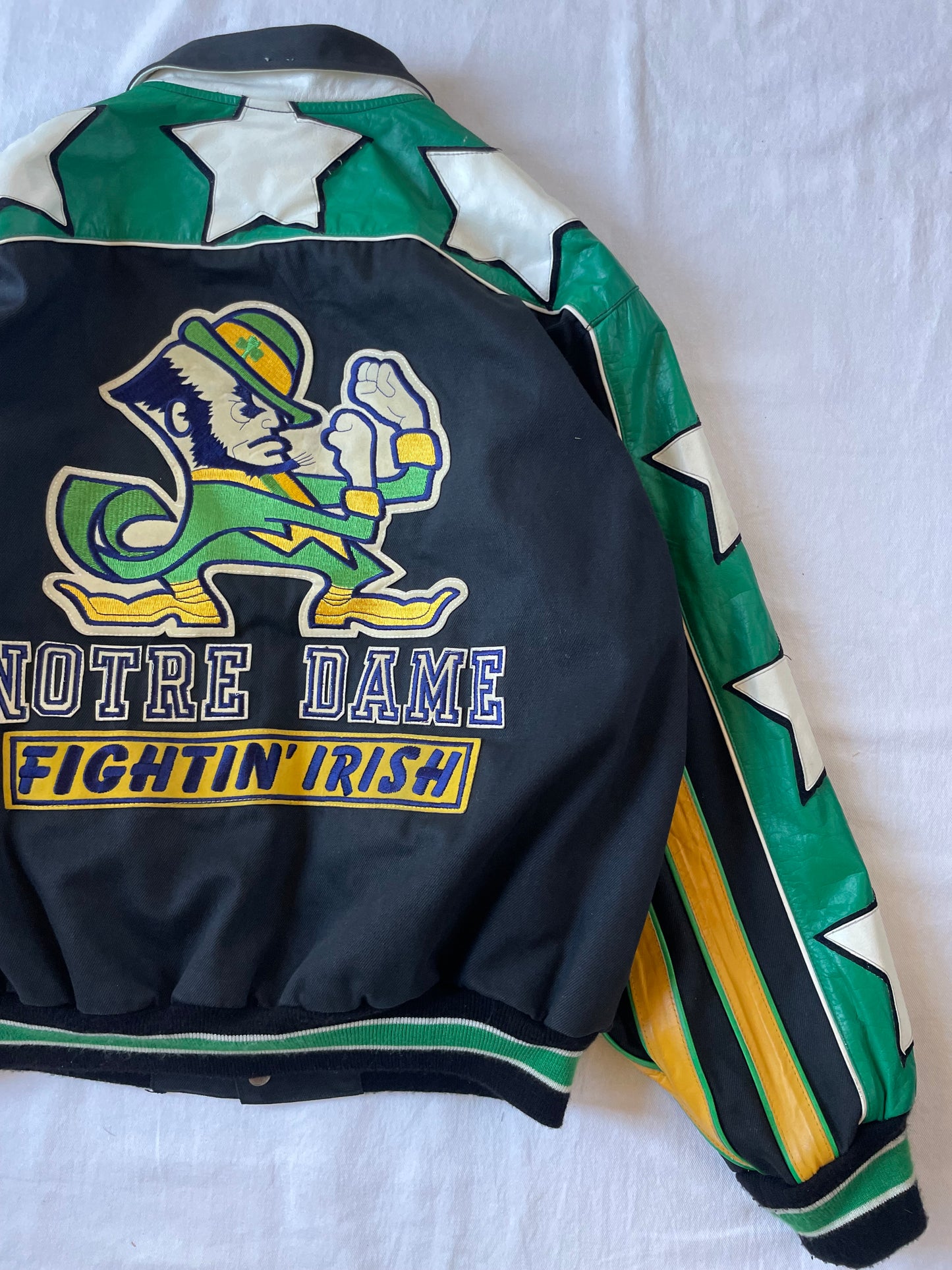 Vintage Notre Dame Jeff Hamilton Leather Stars Jacket XLarge