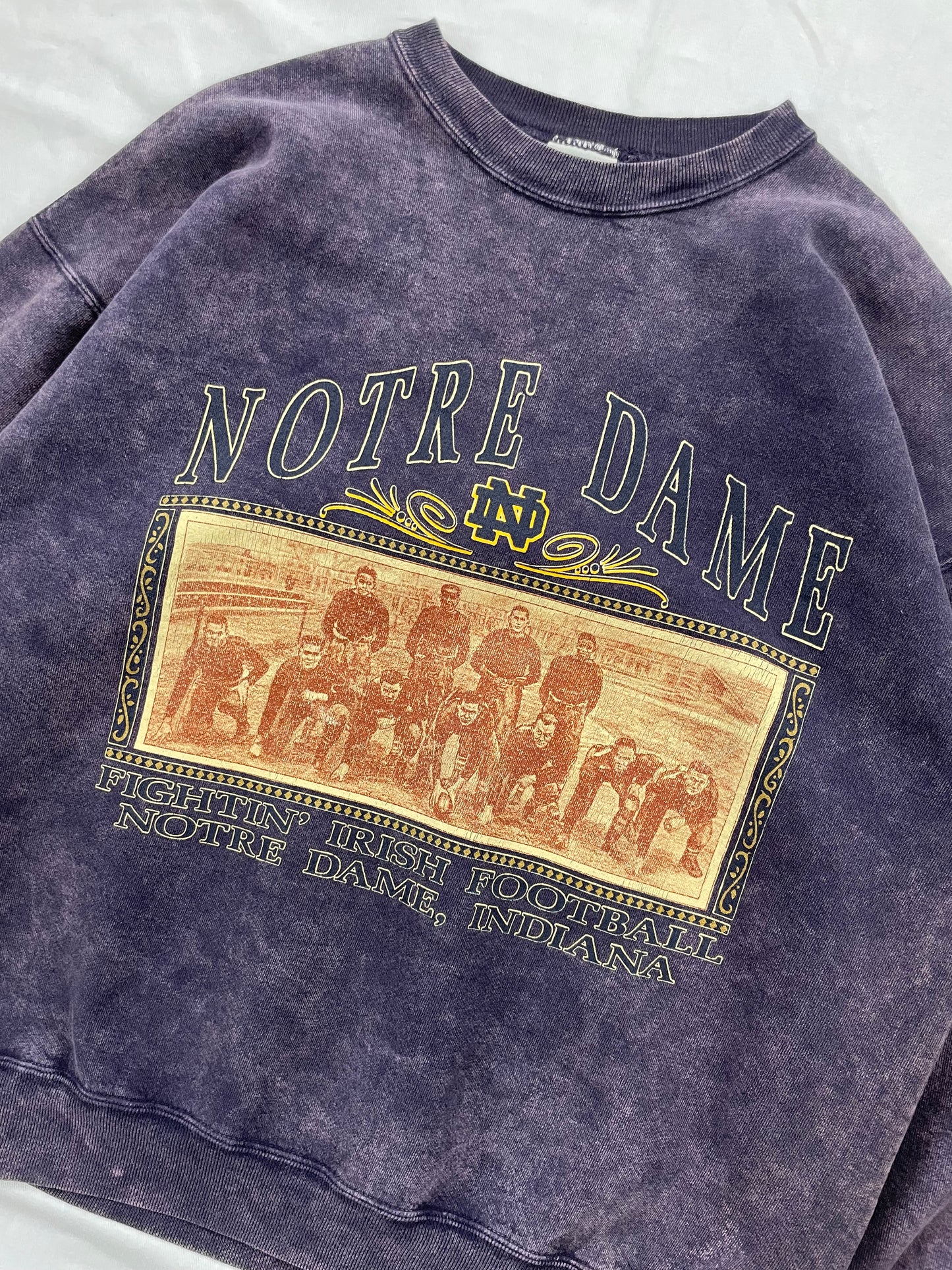Vintage Notre Dame Football Acid Washed Crewneck XLarge